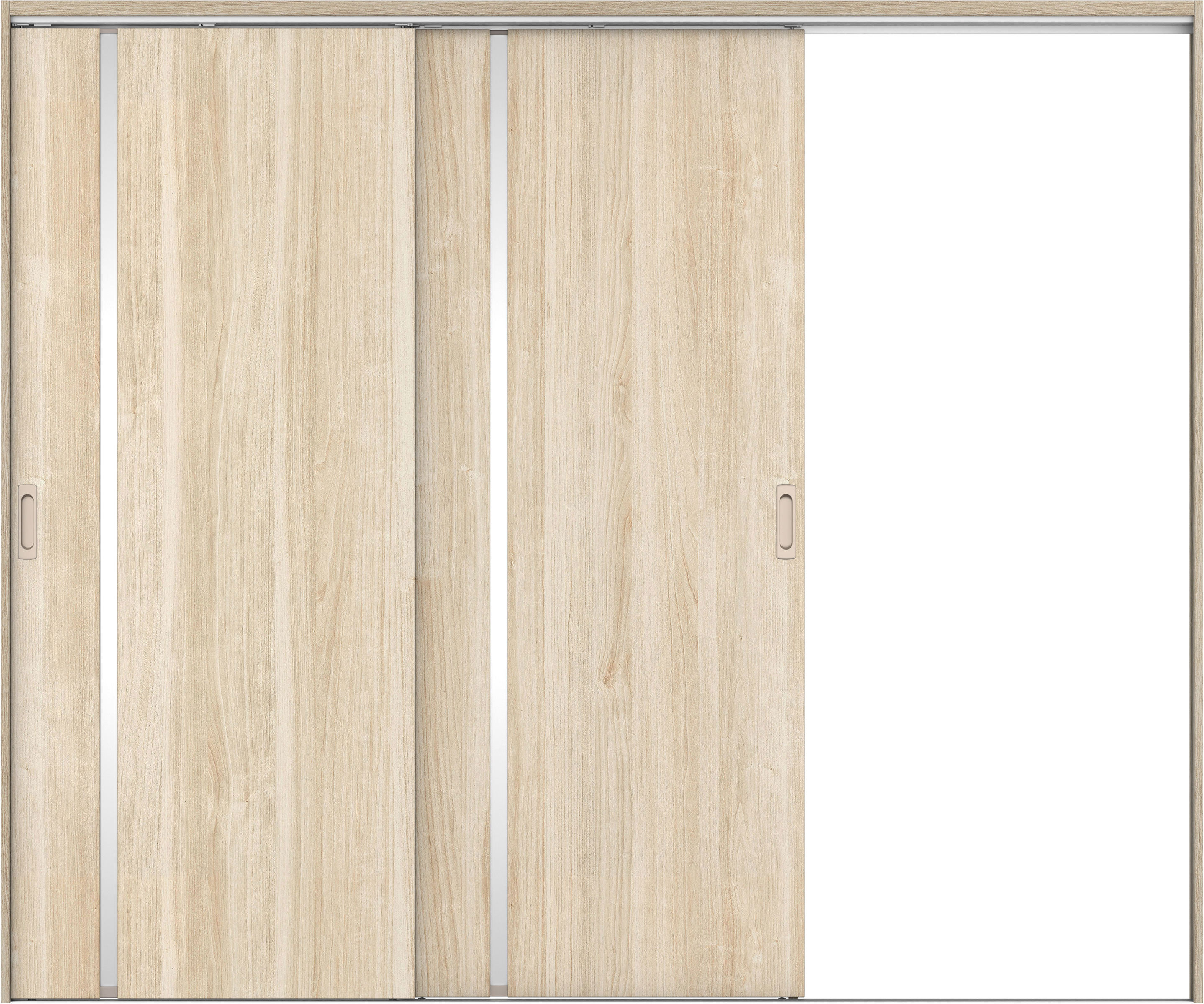 リビングドア　イエリア　吊戸・２枚片引　扉セット　Ｌ９デザイン　２４３７幅用　２０００高　〈コットンベージュ柄〉　右引用　錠なし　ラクラクローズ付用