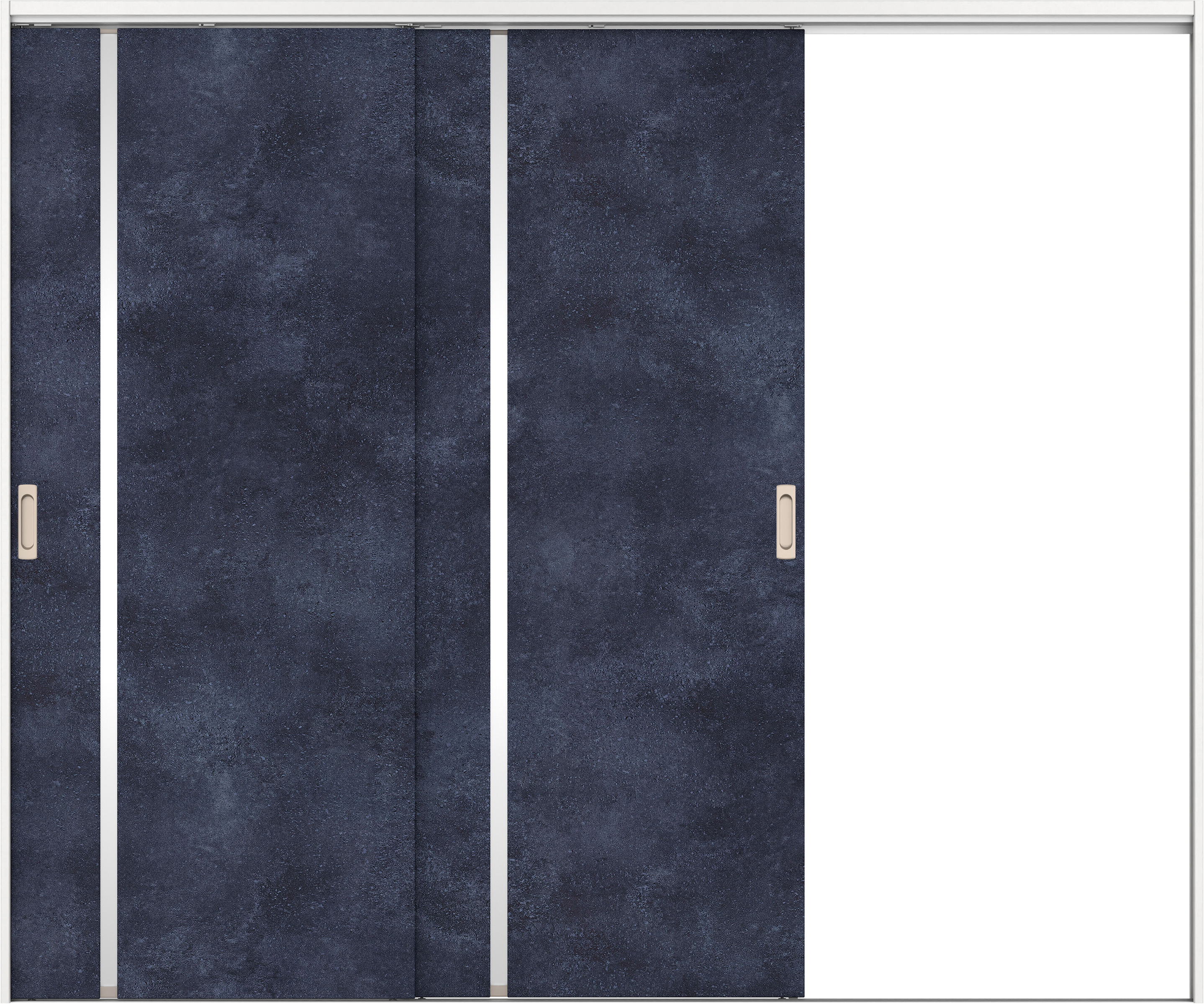リビングドア　イエリア　吊戸・２枚片引　扉セット　Ｌ９デザイン　２４３７幅用　２０００高　〈コバルトブルー柄〉　右引用　錠なし　ラクラクローズ付用