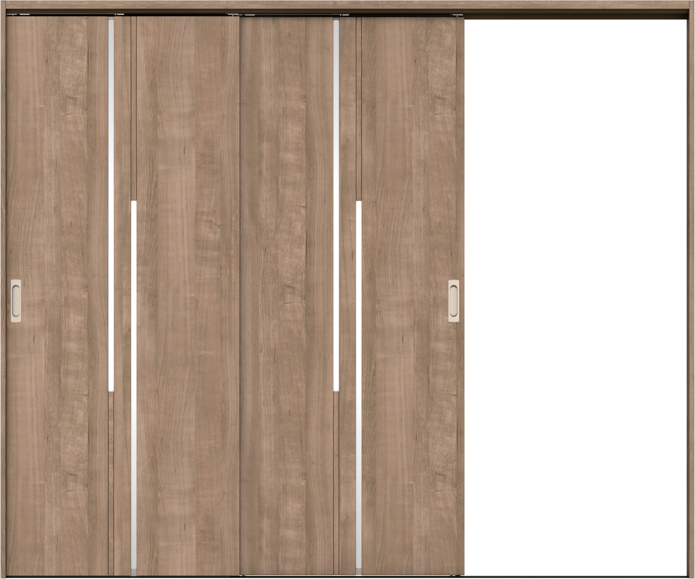 リビングドア　イエリア　吊戸・２枚片引　扉セット　７Ｐデザイン　２４３７幅用　２０００高　〈トープグレー柄〉　右引用　錠なし　ラクラクローズ付用