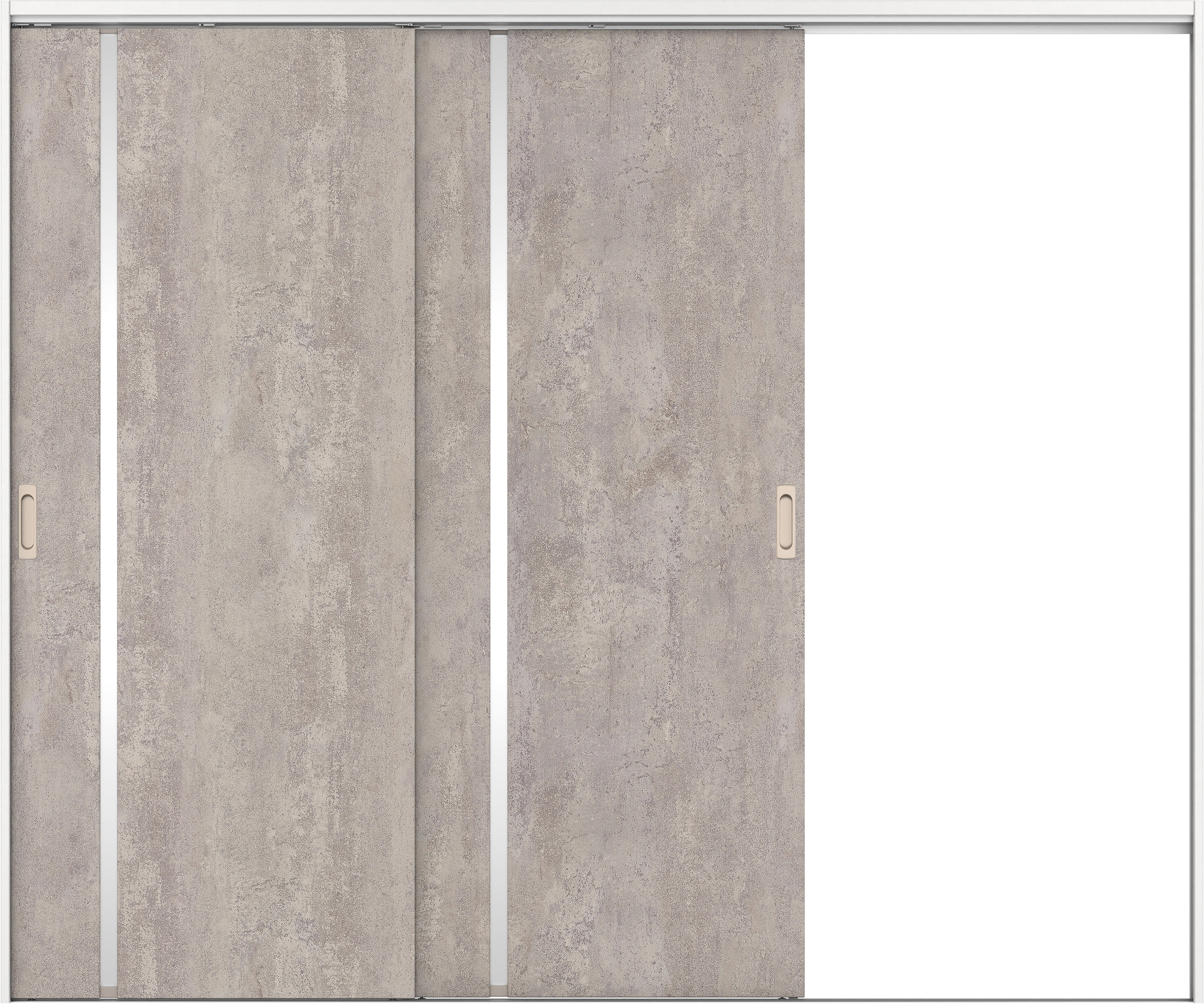 リビングドア　イエリア　吊戸・２枚片引　扉セット　Ｌ９デザイン　２４３７幅用　２０００高　〈コンクリートグレー柄〉　右引用　錠なし　ラクラクローズ付用