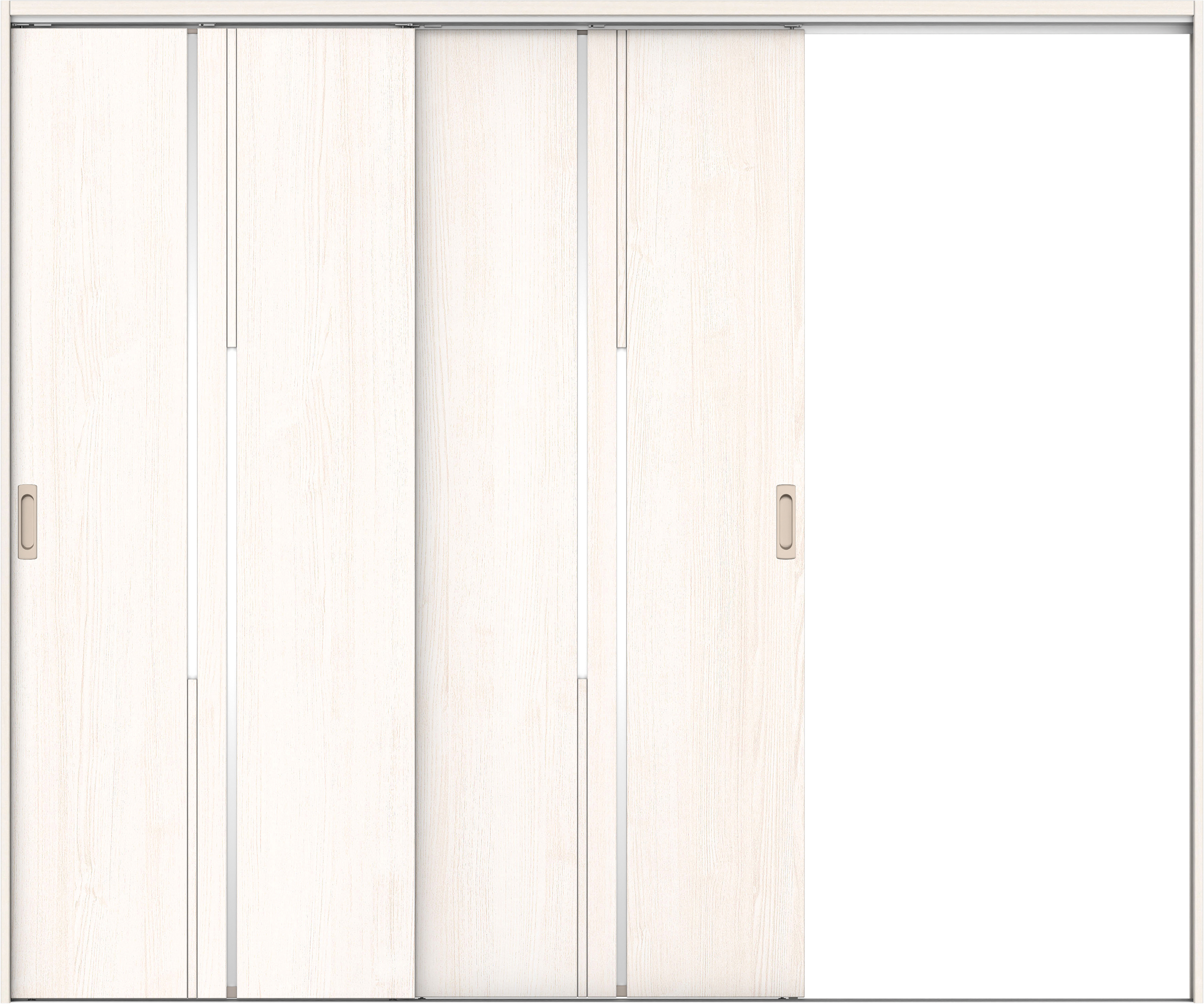 リビングドア　イエリア　吊戸・２枚片引　扉セット　７Ｐデザイン　２４３７幅用　２０００高　〈ネオホワイト柄〉　右引用　錠なし　ラクラクローズ付用