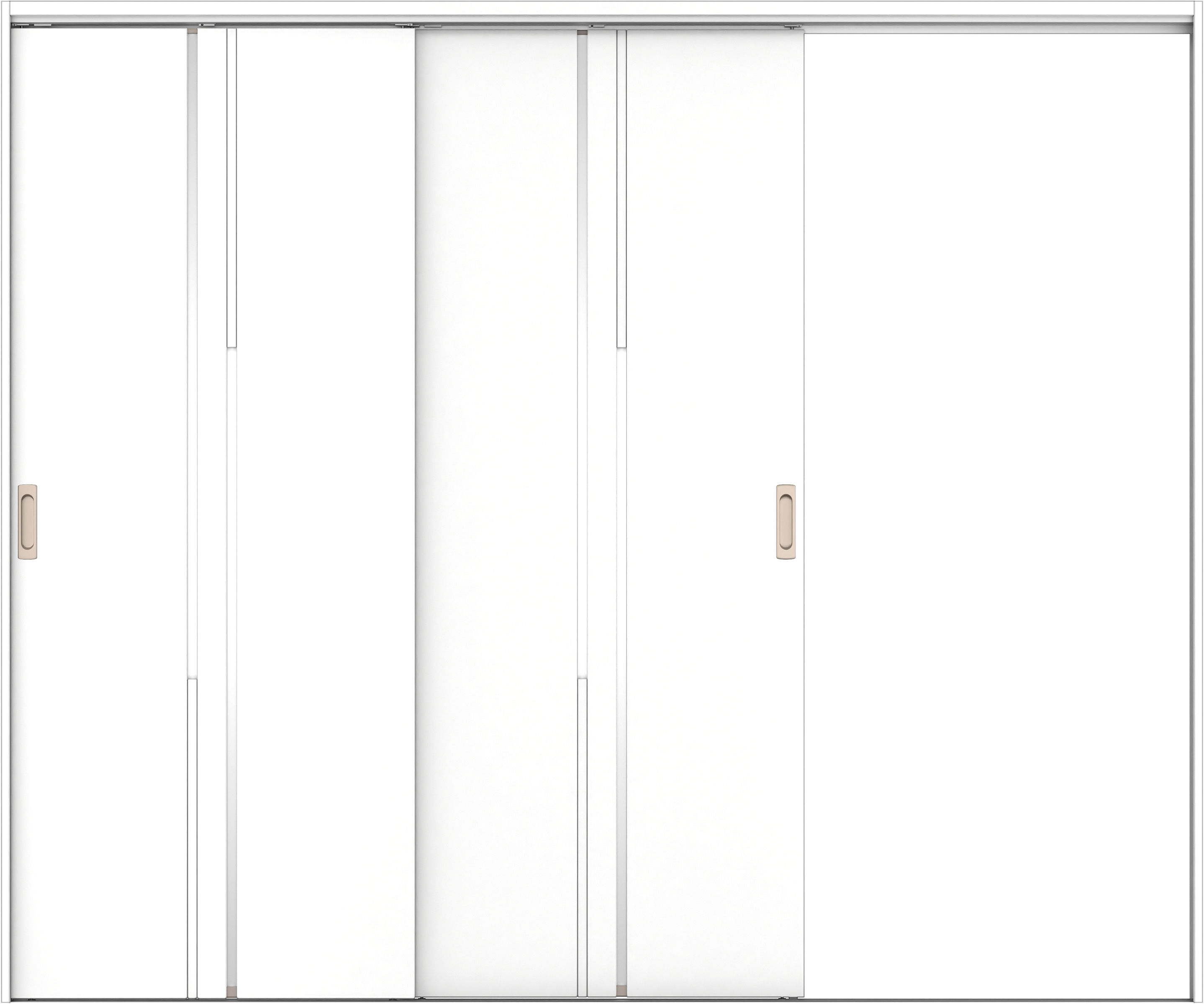 リビングドア　イエリア　吊戸・２枚片引　扉セット　７Ｐデザイン　２４３７幅用　２０００高　〈パウダーホワイト柄〉　右引用　錠なし　ラクラクローズ付用