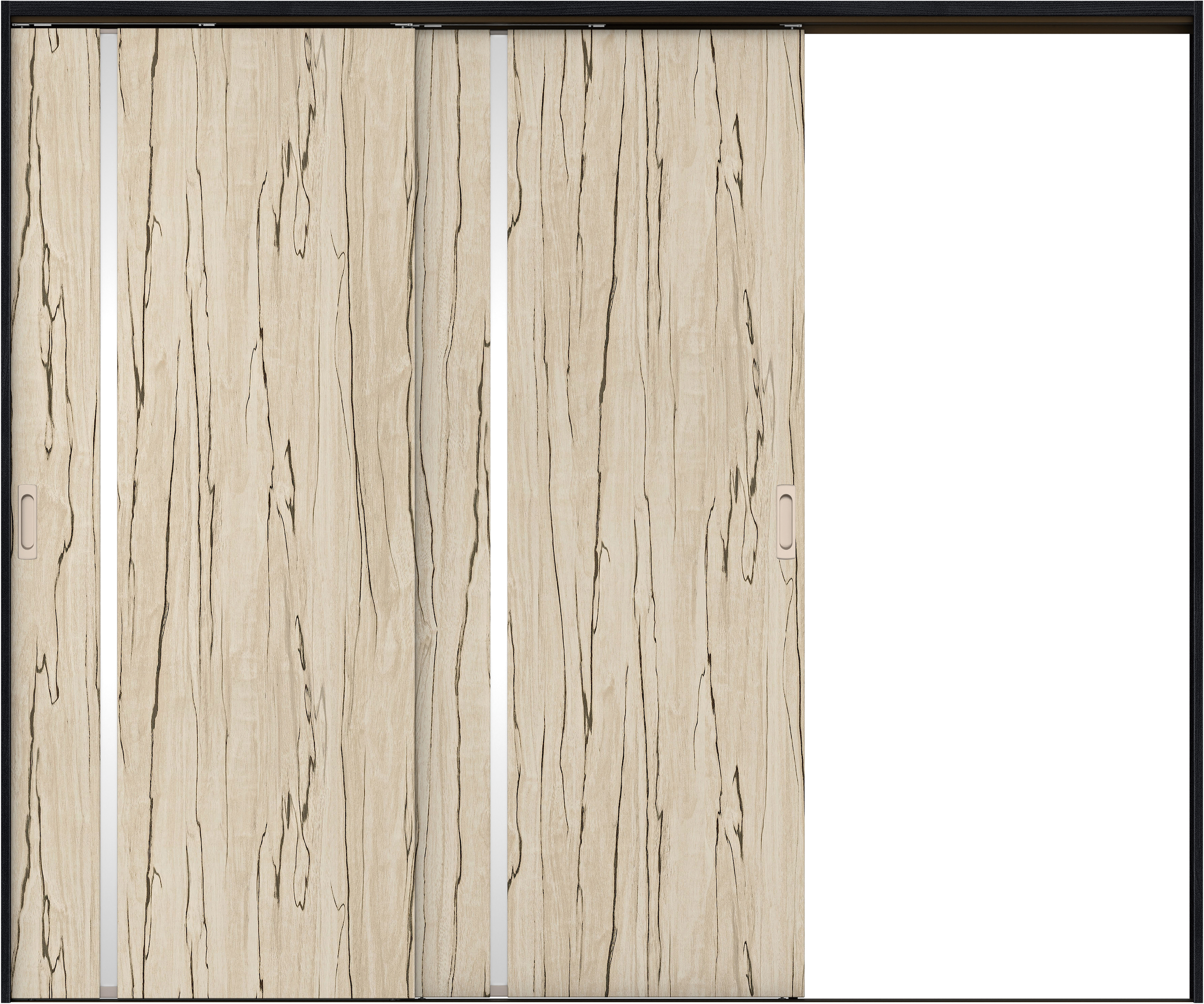 リビングドア　イエリア　吊戸・２枚片引　扉セット　Ｌ９デザイン　２４３７幅用　２０００高　〈スロウベージュ柄〉　右引用　錠なし　ラクラクローズ付用