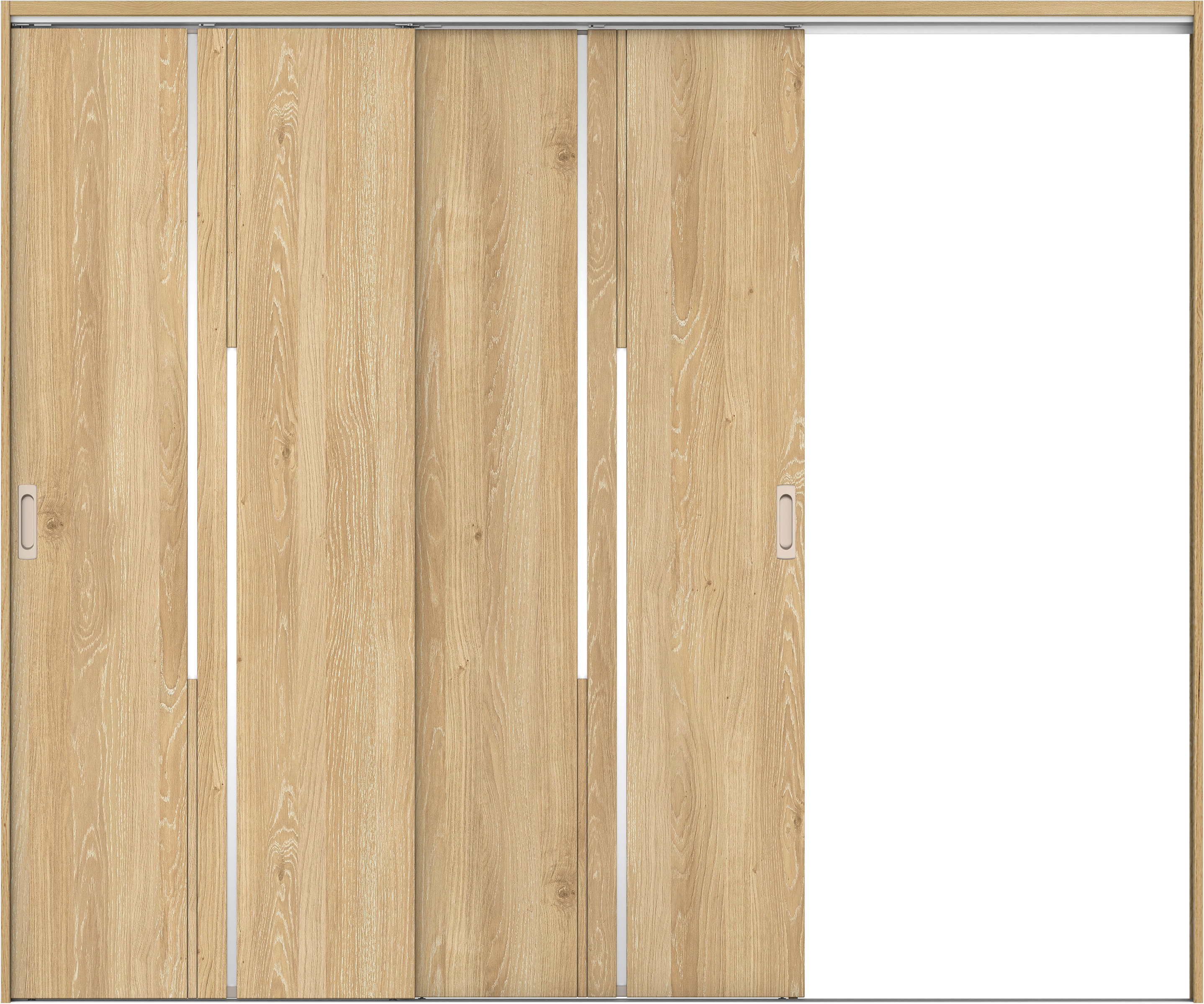 リビングドア　イエリア　吊戸・２枚片引　扉セット　７Ｐデザイン　２４３７幅用　２０００高　〈ミルキーオーカー柄〉　右引用　錠なし　ラクラクローズ付用