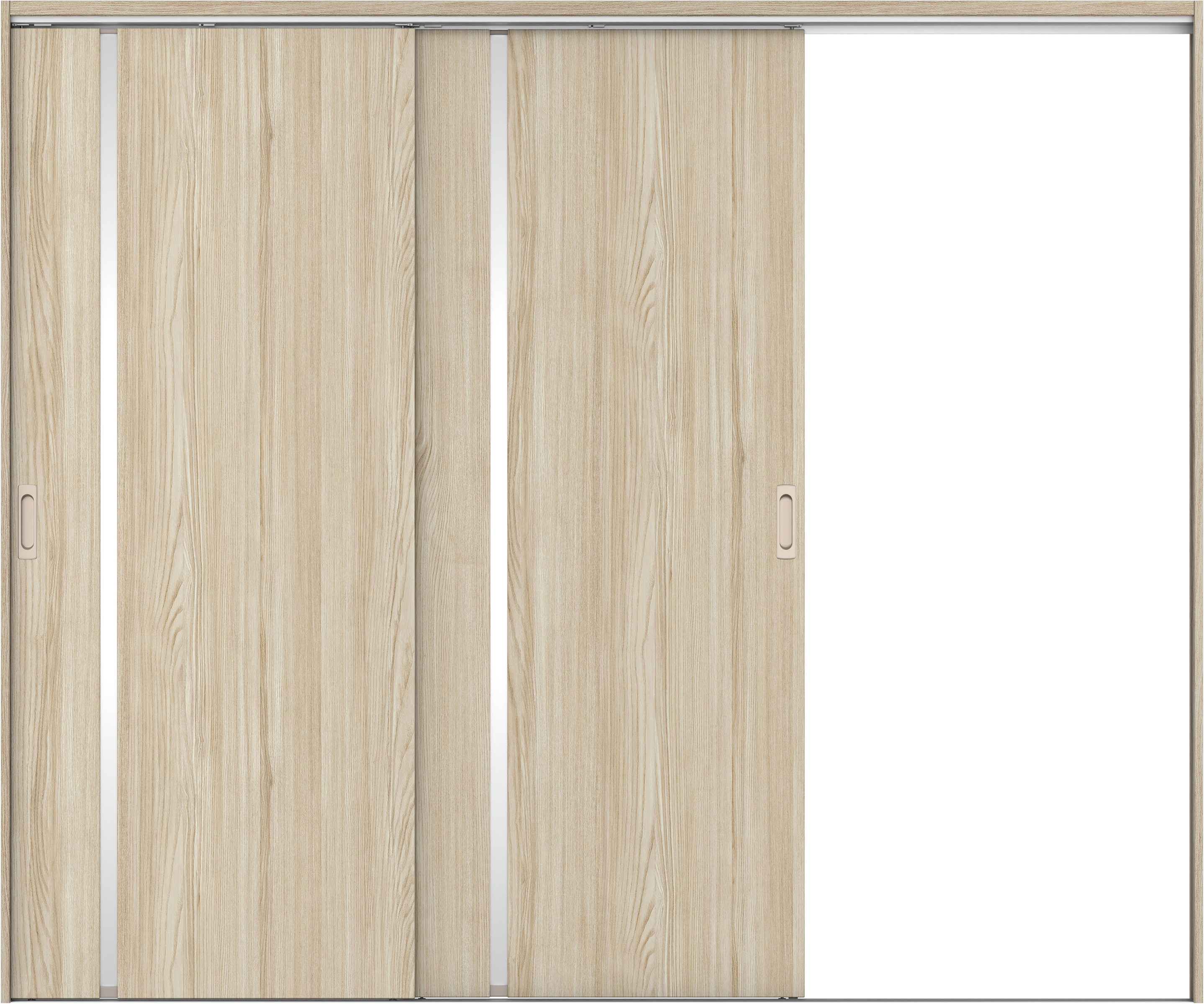 リビングドア　イエリア　吊戸・２枚片引　扉セット　Ｌ９デザイン　２４３７幅用　２０００高　〈ソフトグレージュ柄〉　右引用　錠なし　ラクラクローズ付用