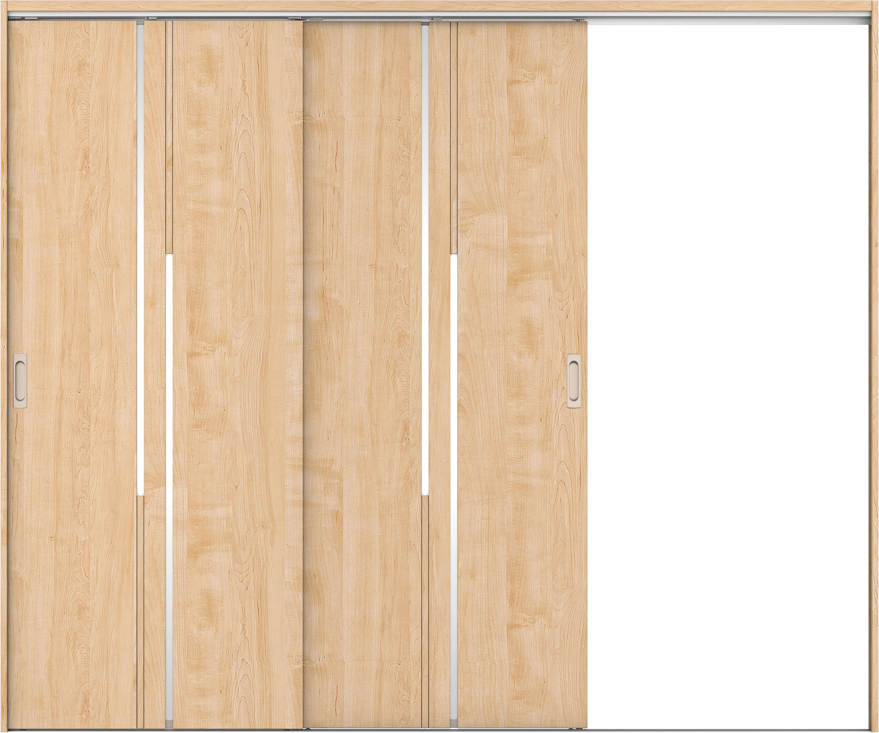 リビングドア　イエリア　吊戸・２枚片引　扉セット　７Ｐデザイン　２４３７幅用　２０００高　〈ミルベージュ柄〉　右引用　錠なし　ラクラクローズ付用
