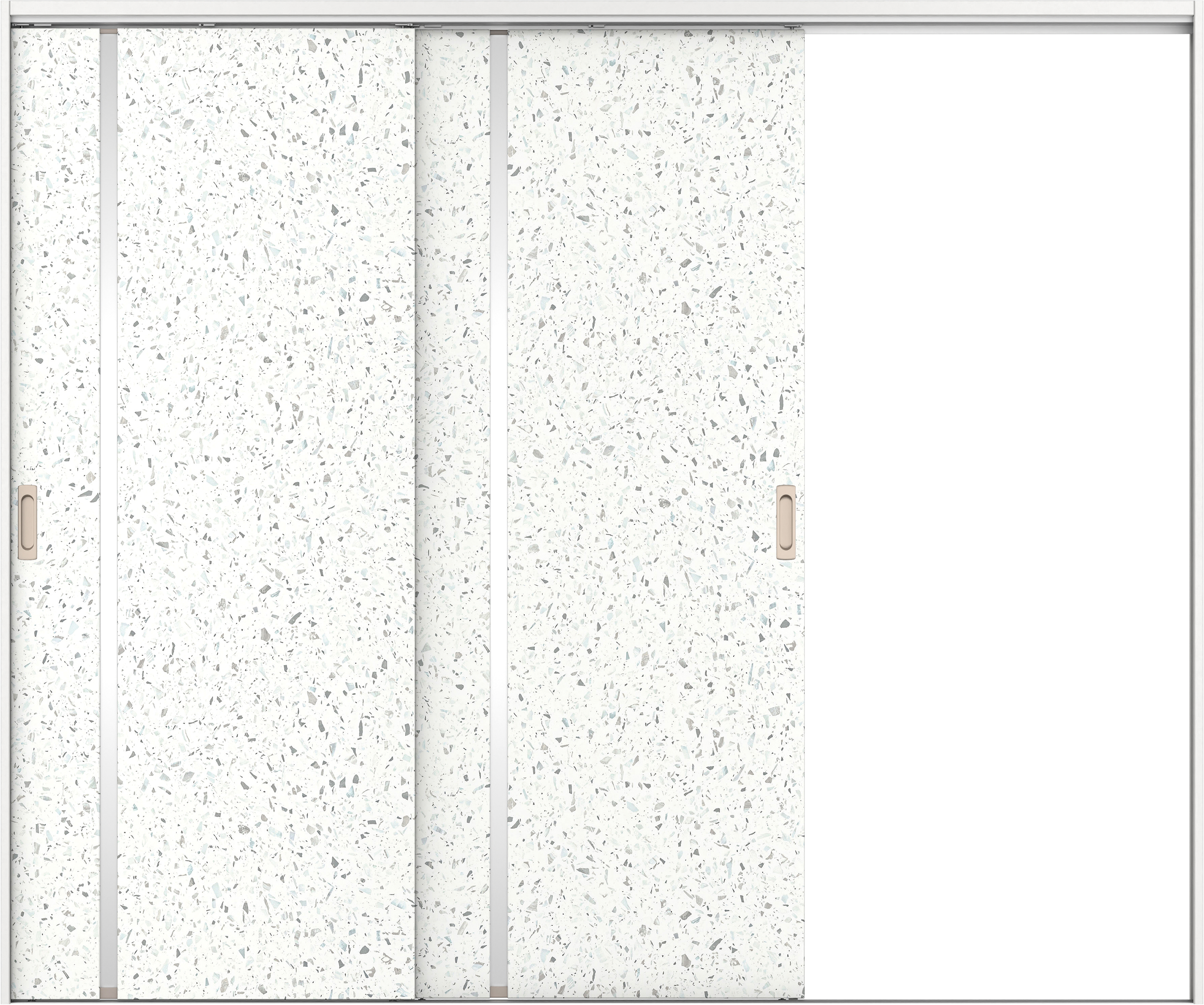 リビングドア　イエリア　吊戸・２枚片引　扉セット　Ｌ９デザイン　２４３７幅用　２０００高　〈テラゾホワイト柄〉　右引用　錠なし　ラクラクローズ付用