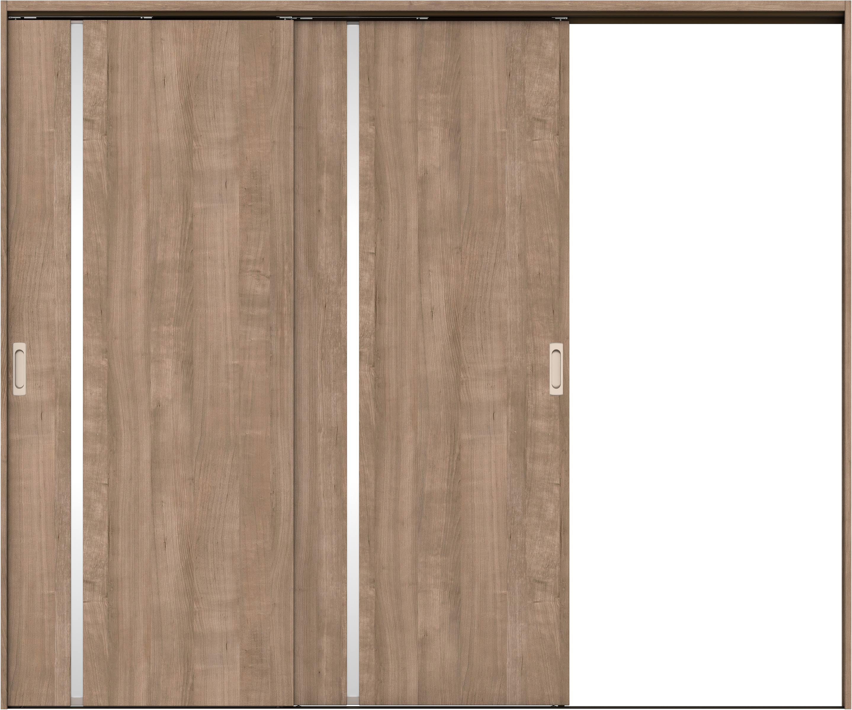 リビングドア　イエリア　吊戸・２枚片引　扉セット　Ｌ９デザイン　２４３７幅用　２０００高　〈トープグレー柄〉　右引用　錠なし　ラクラクローズ付用