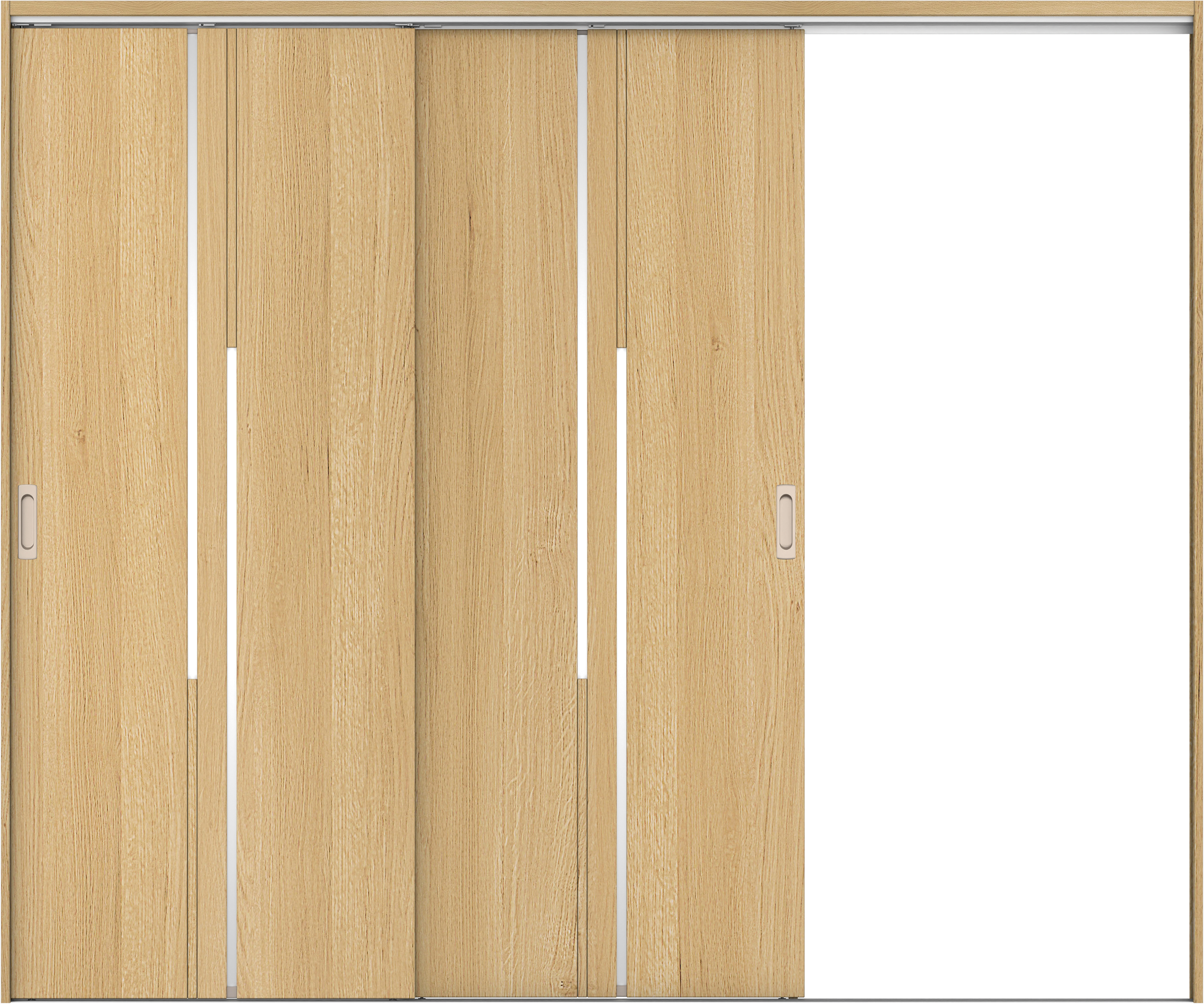 リビングドア　イエリア　吊戸・２枚片引　扉セット　７Ｐデザイン　２４３７幅用　２０００高　〈ライトオーカー柄〉　右引用　錠なし　ラクラクローズ付用