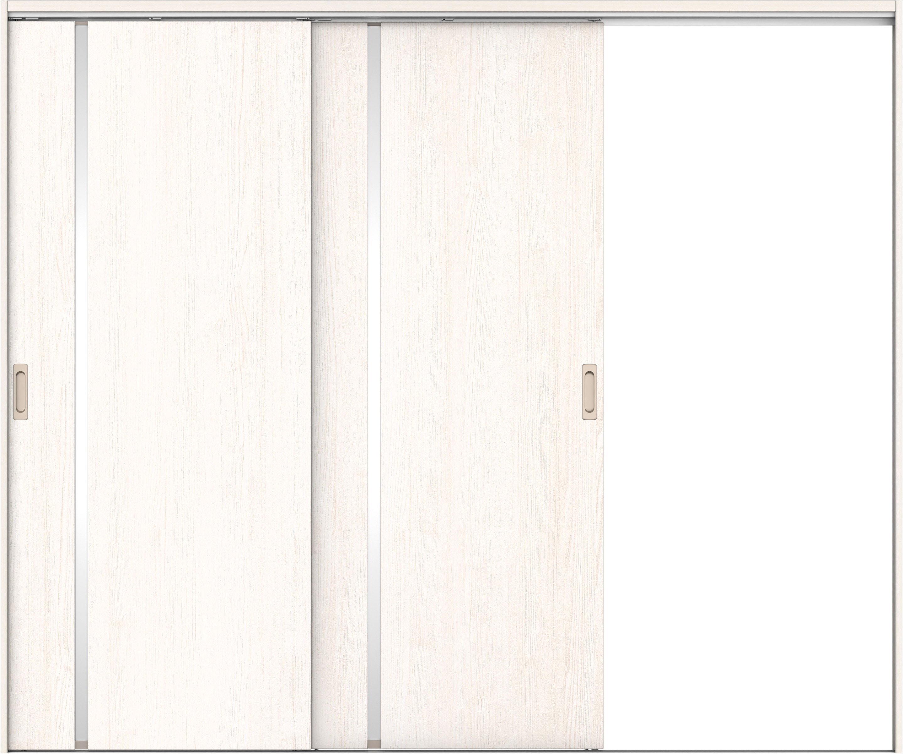 リビングドア　イエリア　吊戸・２枚片引　扉セット　Ｌ９デザイン　２４３７幅用　２０００高　〈ネオホワイト柄〉　右引用　錠なし　ラクラクローズ付用