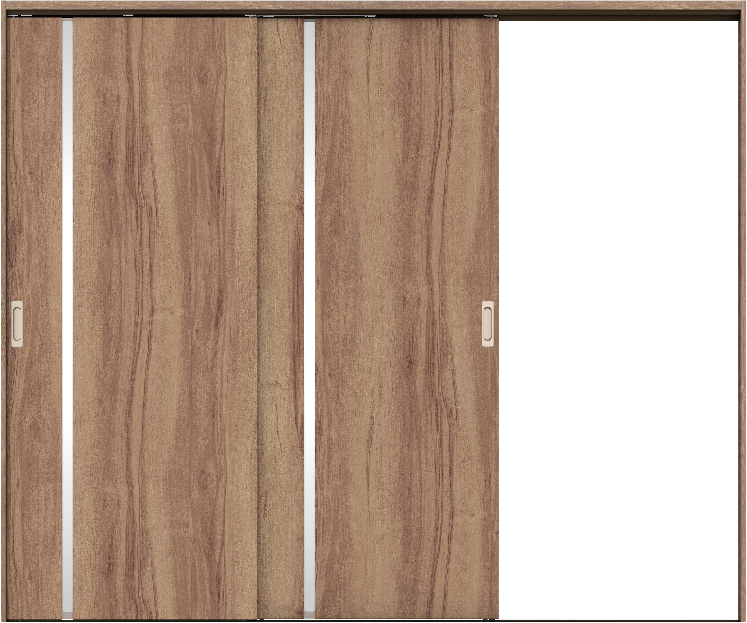 リビングドア　イエリア　吊戸・２枚片引　扉セット　Ｌ９デザイン　２４３７幅用　２０００高　〈バームブラウン柄〉　右引用　錠なし　ラクラクローズ付用