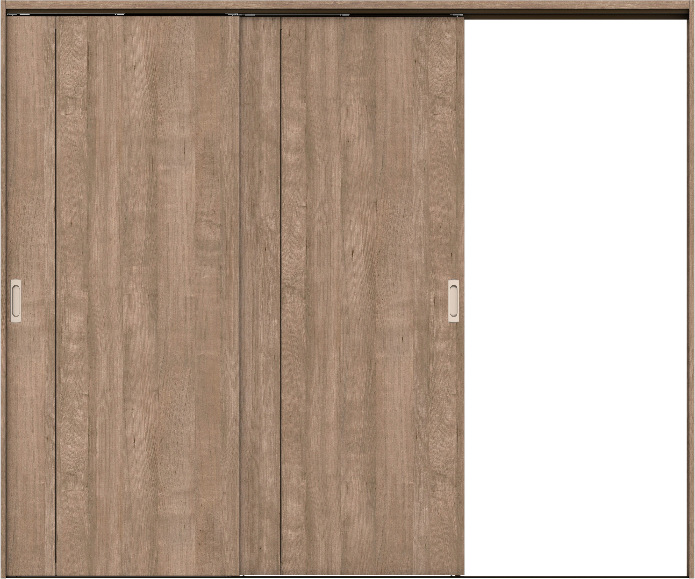 リビングドア　イエリア　吊戸・２枚片引　扉セット　Ｂ１デザイン　２４３７幅用　２０００高　〈トープグレー柄〉　右引用　錠なし　ラクラクローズ付用