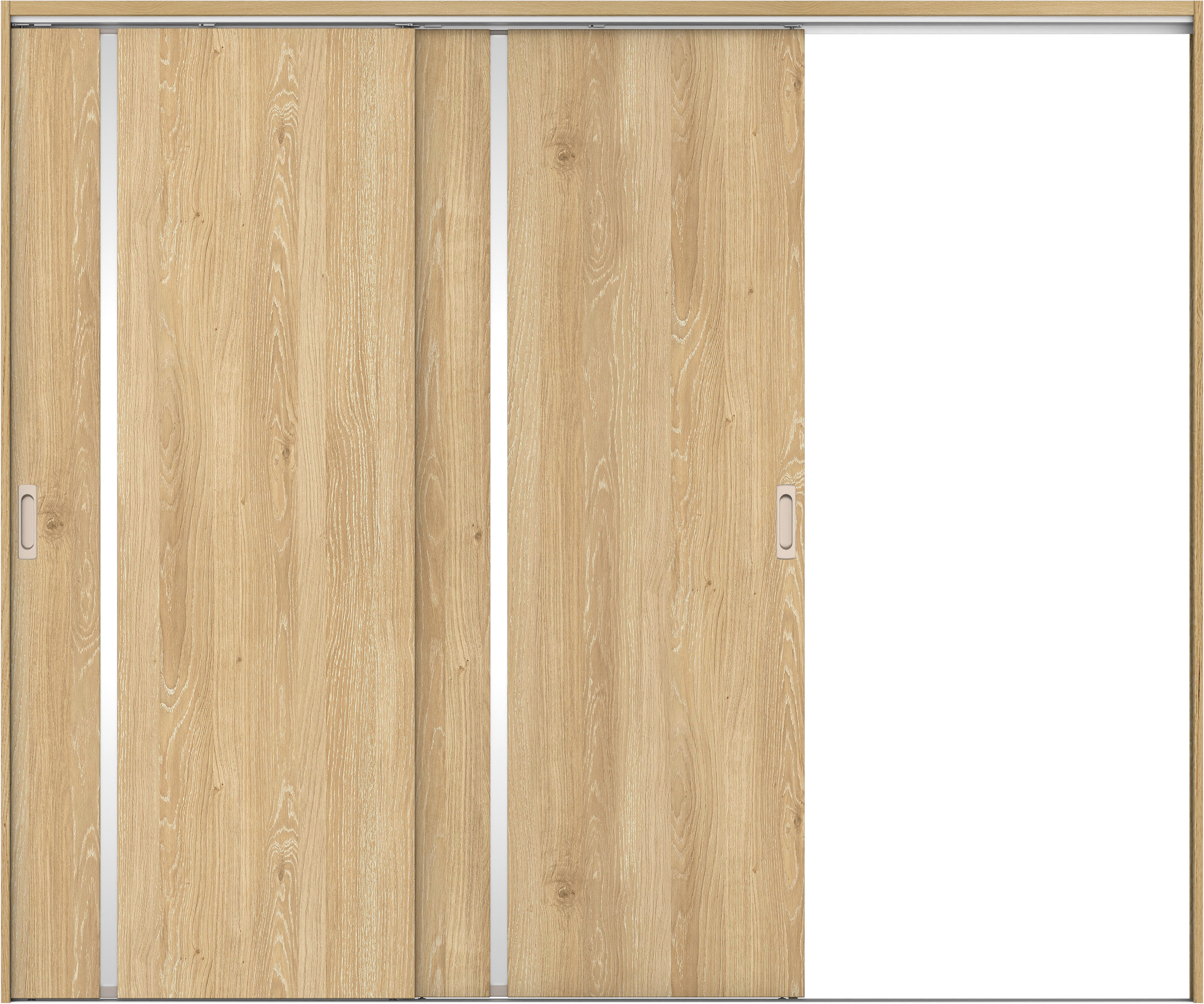 リビングドア　イエリア　吊戸・２枚片引　扉セット　Ｌ９デザイン　２４３７幅用　２０００高　〈ミルキーオーカー柄〉　右引用　錠なし　ラクラクローズ付用