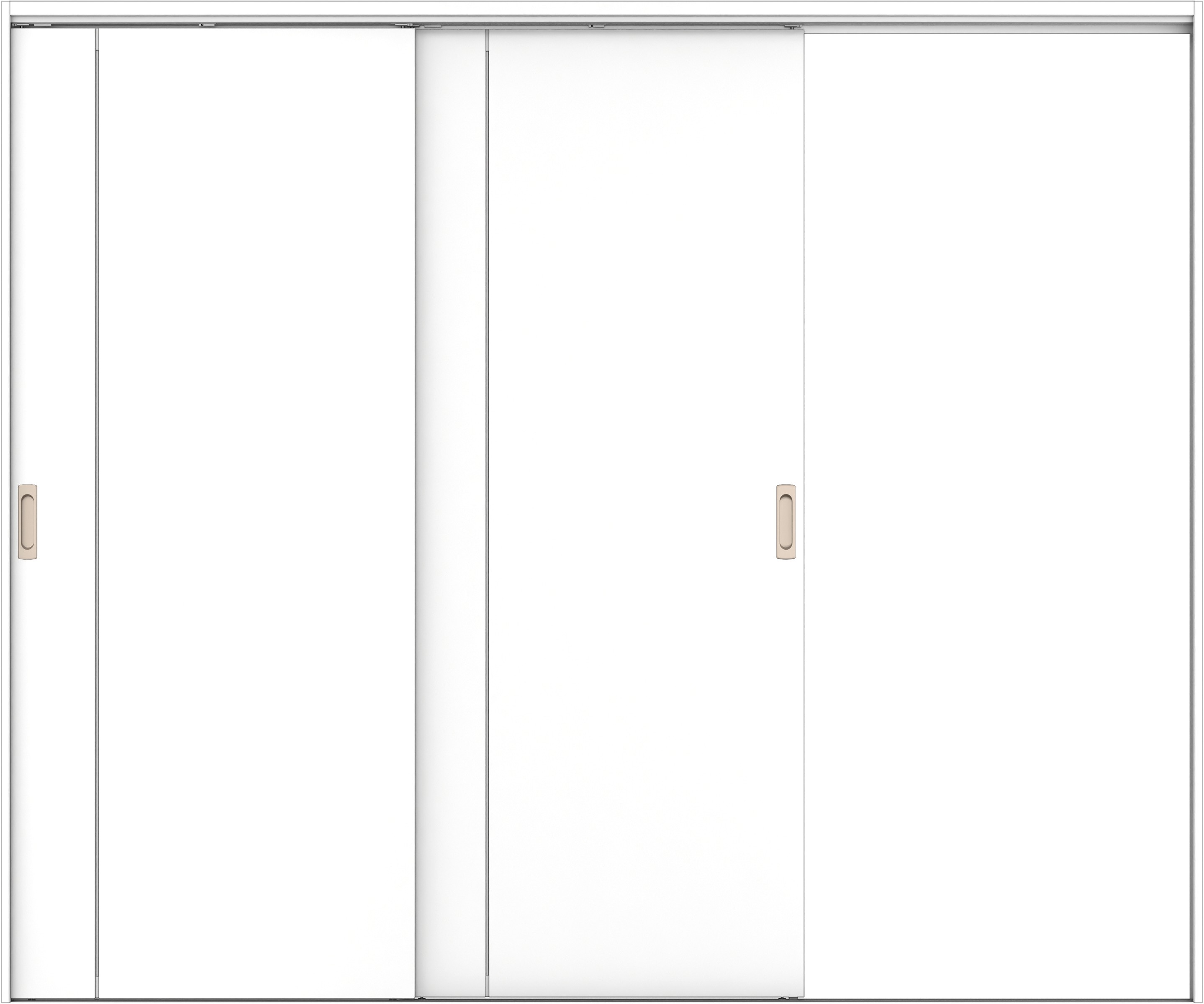 リビングドア　イエリア　吊戸・２枚片引　扉セット　Ｂ１デザイン　２４３７幅用　２０００高　〈パウダーホワイト柄〉　右引用　錠なし　ラクラクローズ付用