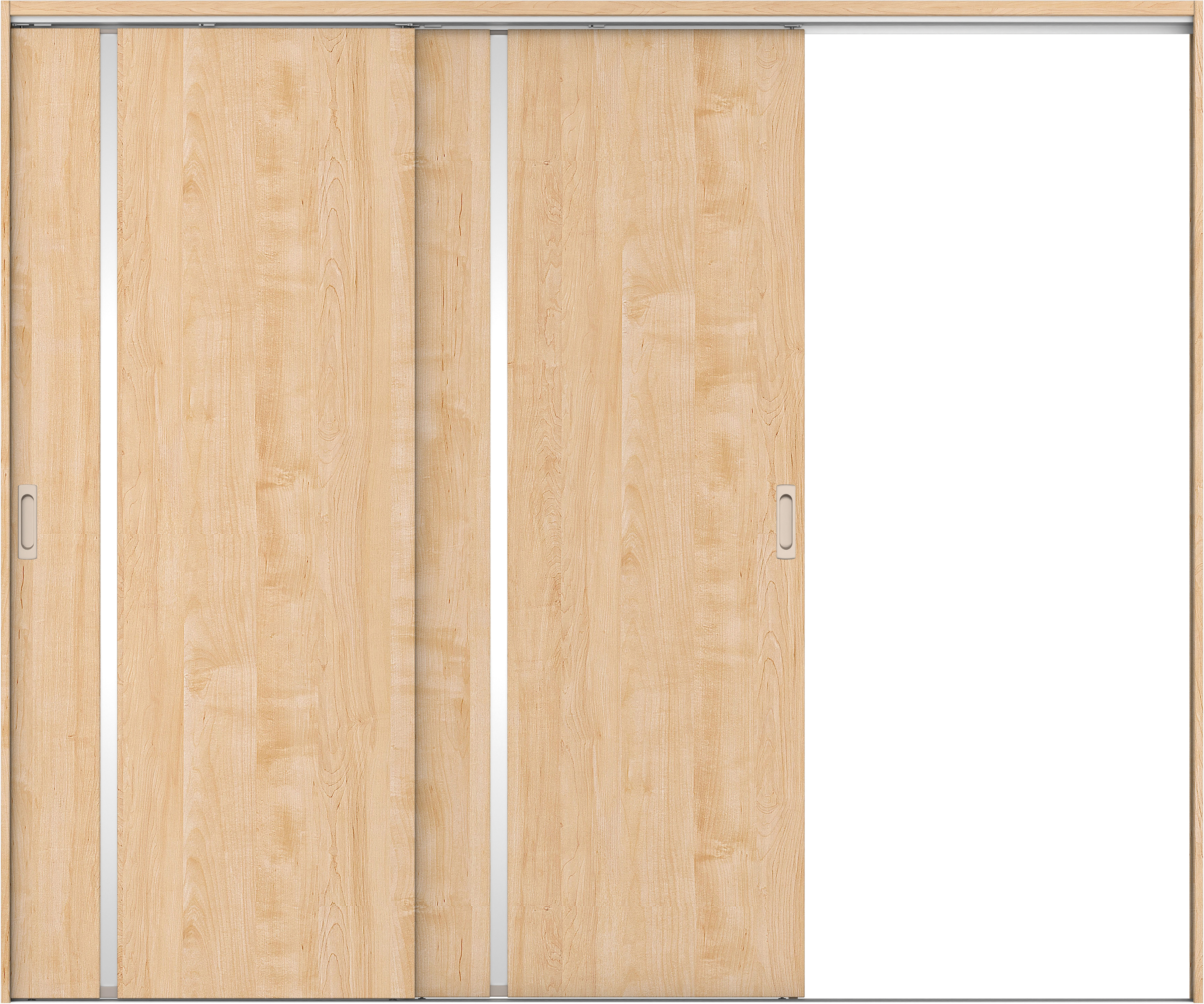 リビングドア　イエリア　吊戸・２枚片引　扉セット　Ｌ９デザイン　２４３７幅用　２０００高　〈ミルベージュ柄〉　右引用　錠なし　ラクラクローズ付用