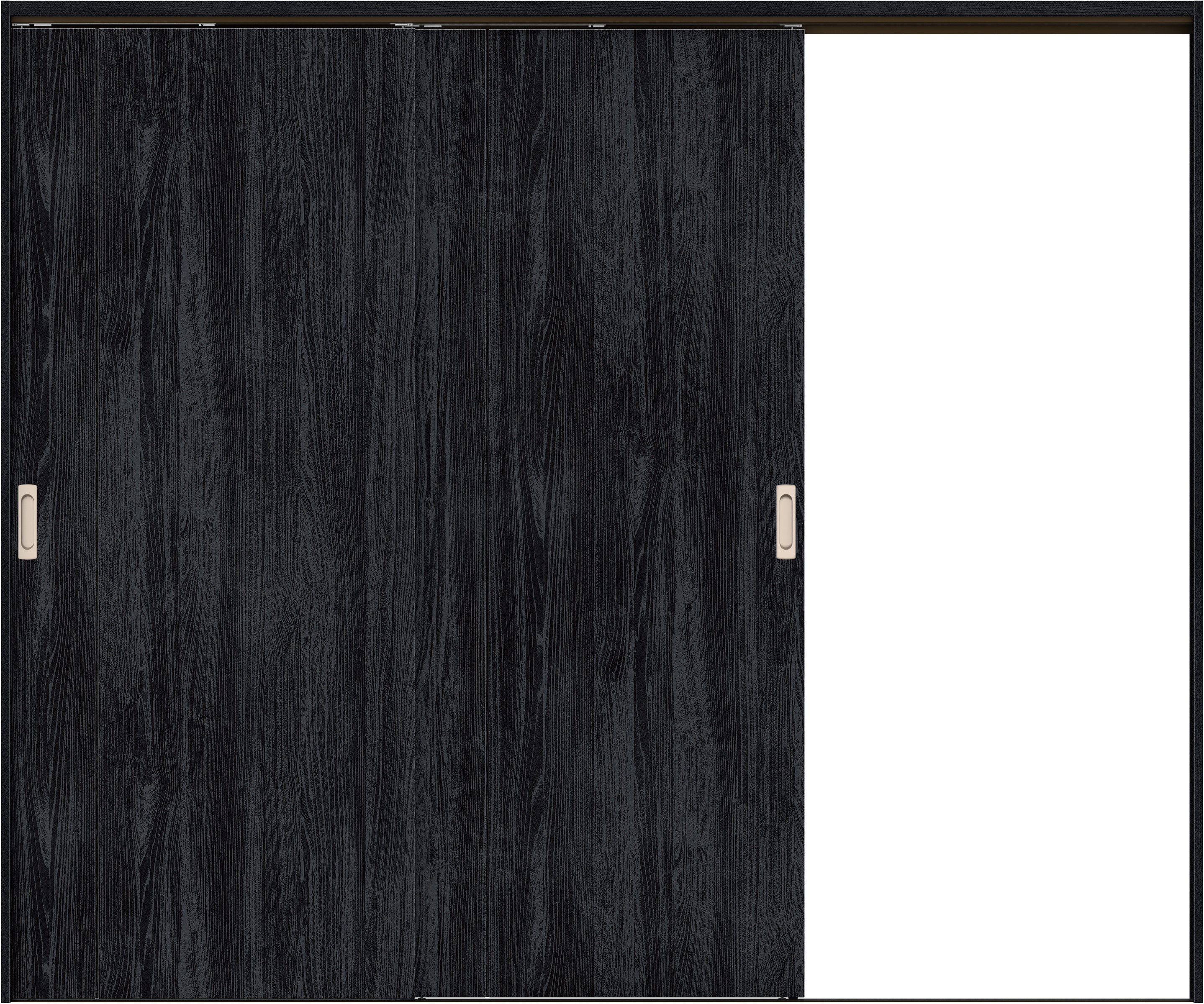 リビングドア　イエリア　吊戸・２枚片引　扉セット　Ｂ１デザイン　２４３７幅用　２０００高　〈モスブラック柄〉　右引用　錠なし　ラクラクローズ付用