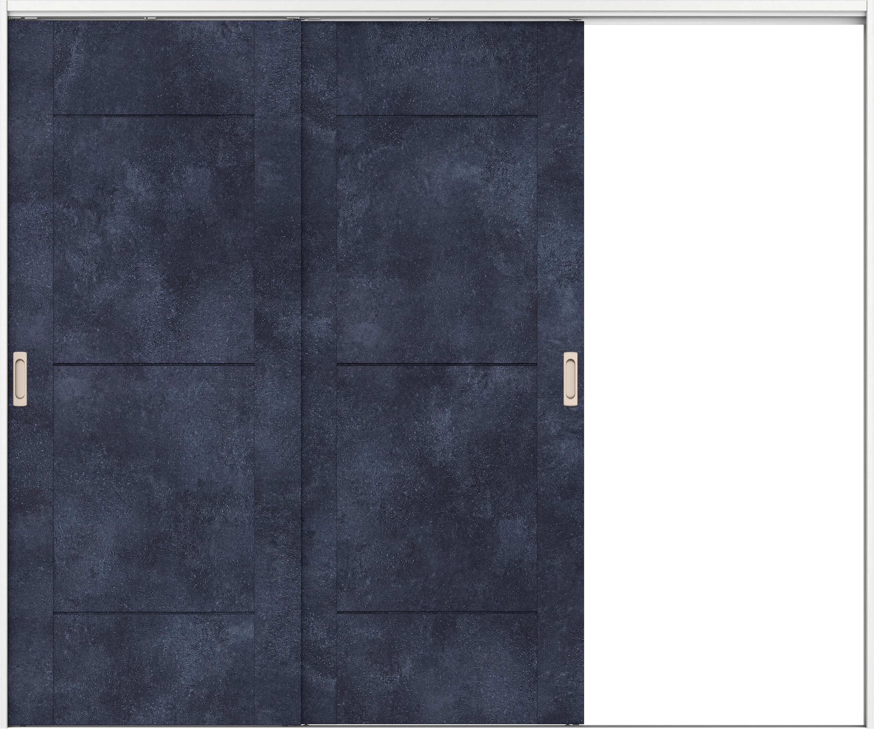 リビングドア　イエリア　吊戸・２枚片引　扉セット　Ｂ９デザイン　２４３７幅用　２０００高　〈コバルトブルー柄〉　右引用　錠なし　ラクラクローズ付用