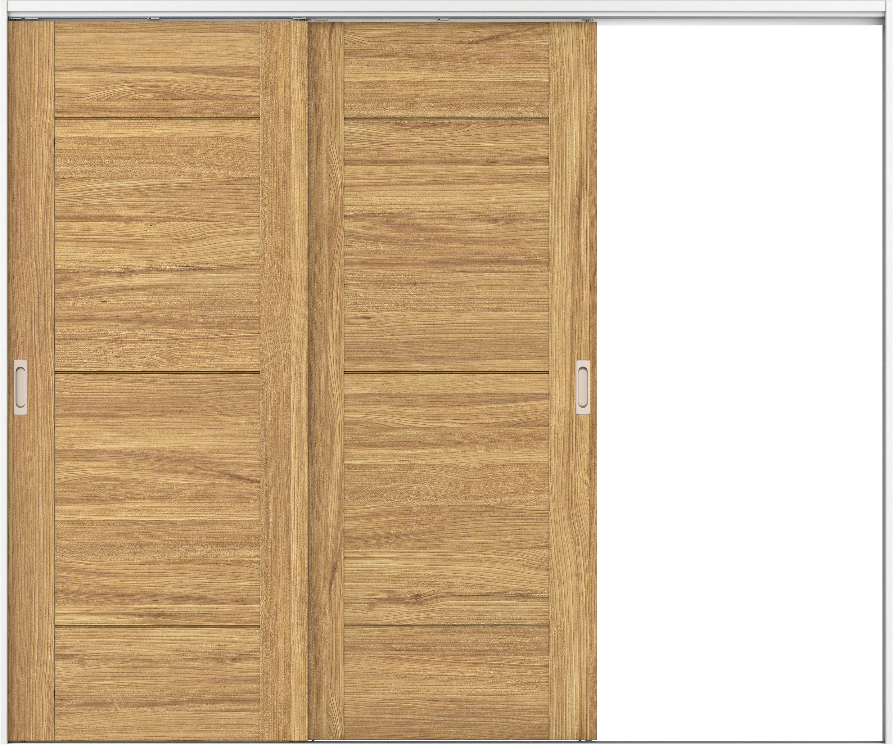 リビングドア　イエリア　吊戸・２枚片引　扉セット　Ｂ９デザイン　２４３７幅用　２０００高　〈シナモンブラウン柄〉　右引用　錠なし　ラクラクローズ付用