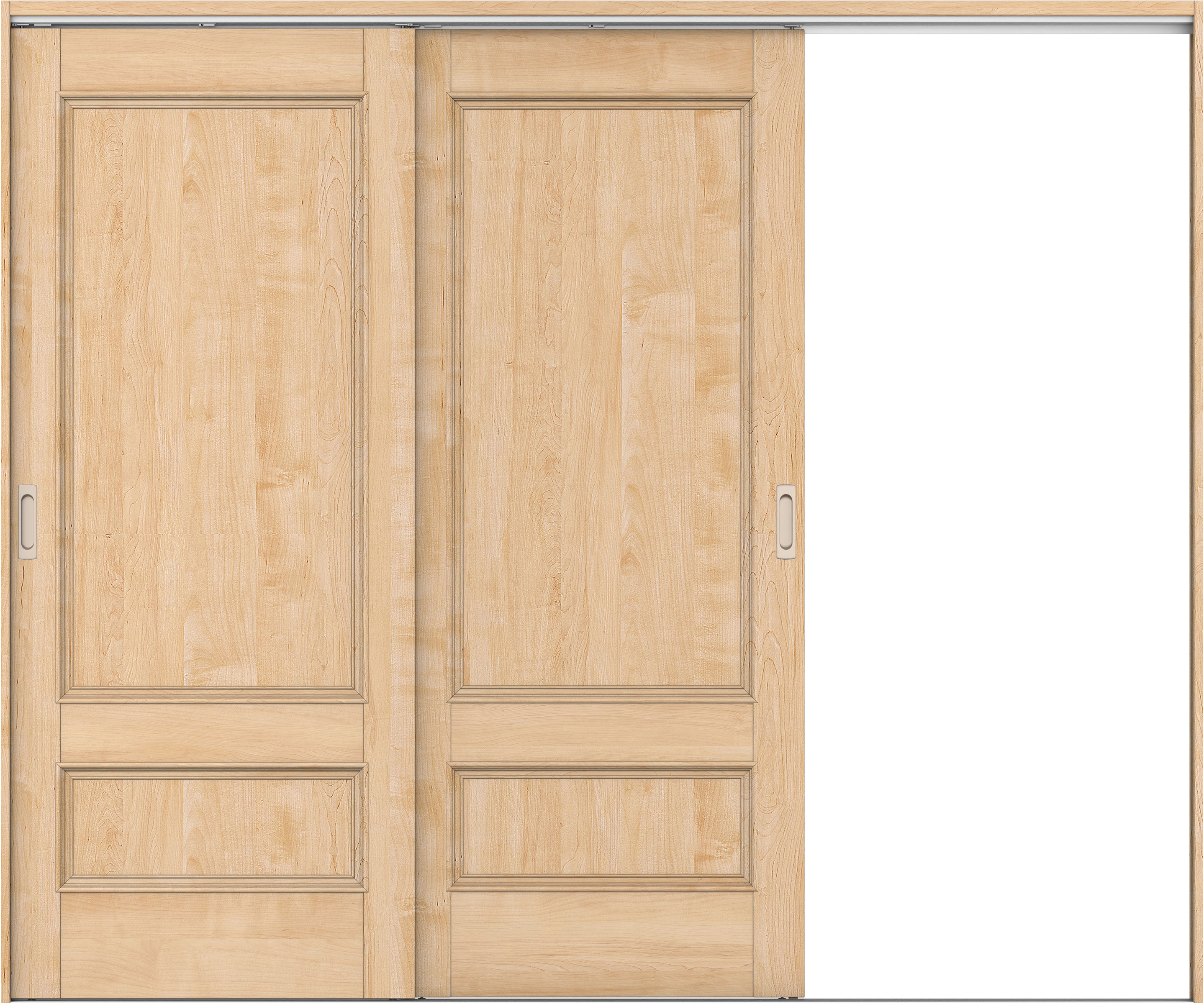 リビングドア　イエリア　吊戸・２枚片引　扉セット　Ｍ１デザイン　２４３７幅用　２０００高　〈ミルベージュ柄〉　右引用　錠なし　ラクラクローズ付用