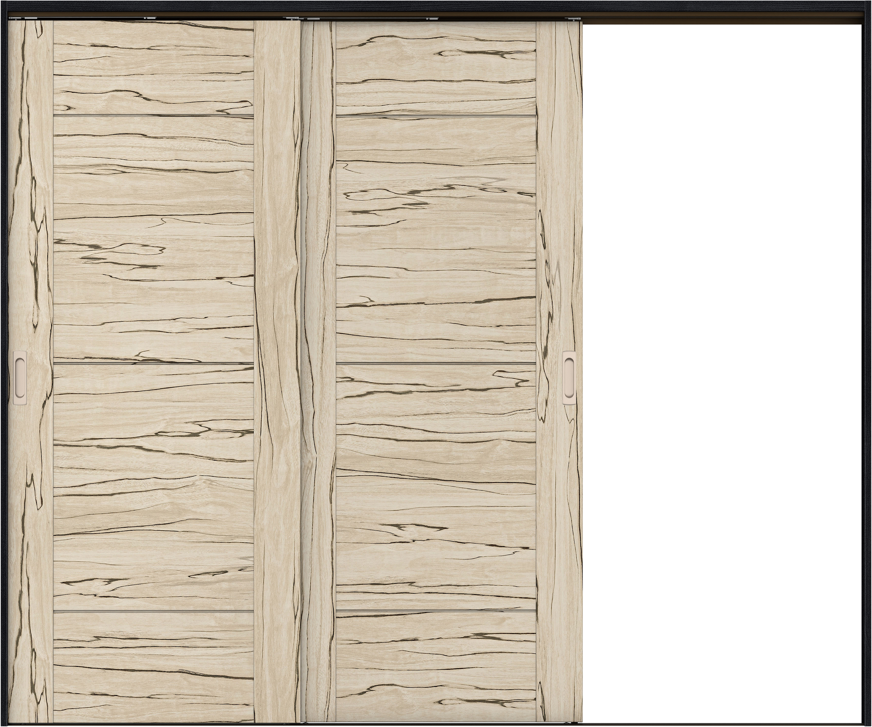 リビングドア　イエリア　吊戸・２枚片引　扉セット　Ｂ９デザイン　２４３７幅用　２０００高　〈スロウベージュ柄〉　右引用　錠なし　ラクラクローズ付用