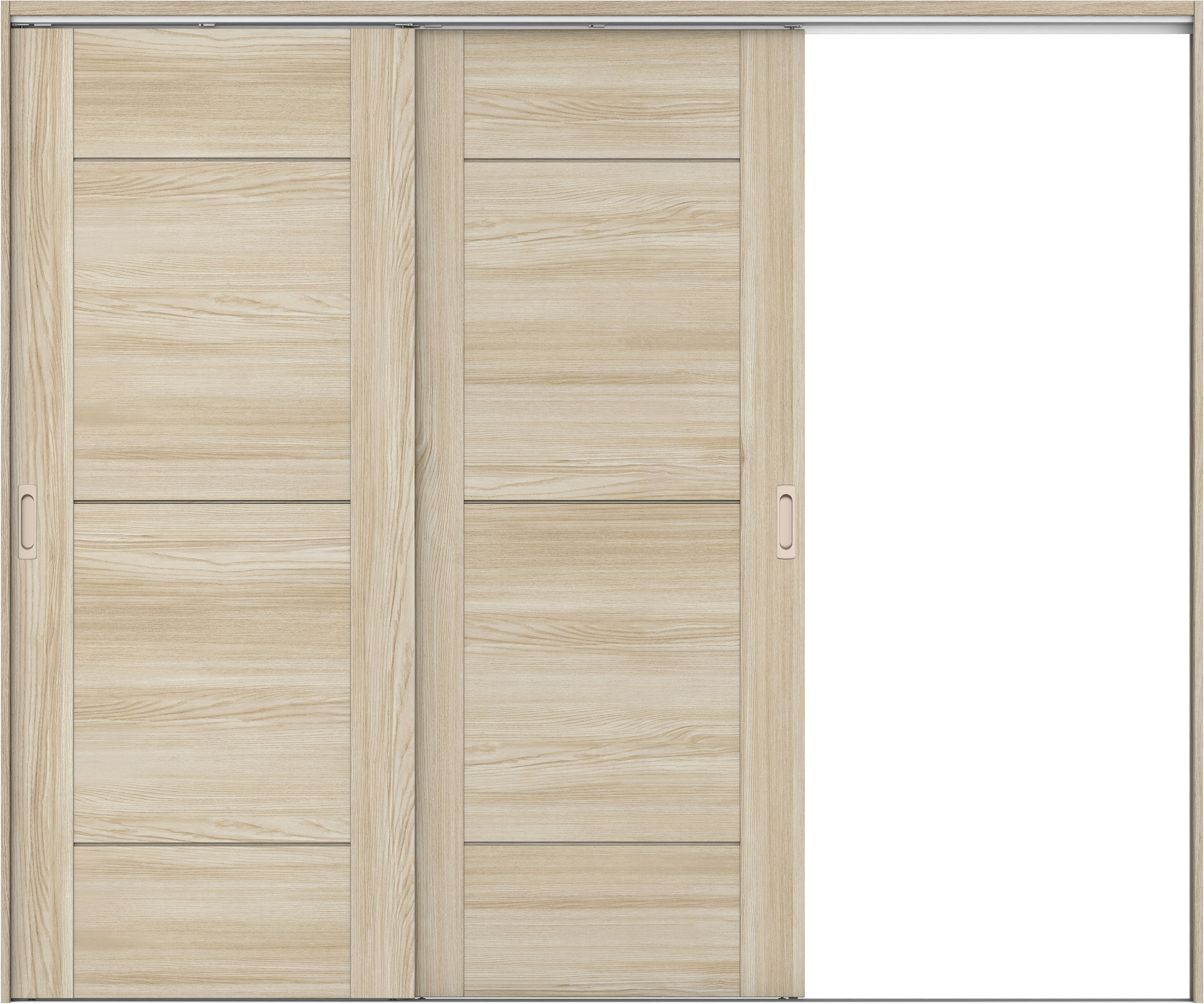 リビングドア　イエリア　吊戸・２枚片引　扉セット　Ｂ９デザイン　２４３７幅用　２０００高　〈ソフトグレージュ柄〉　右引用　錠なし　ラクラクローズ付用
