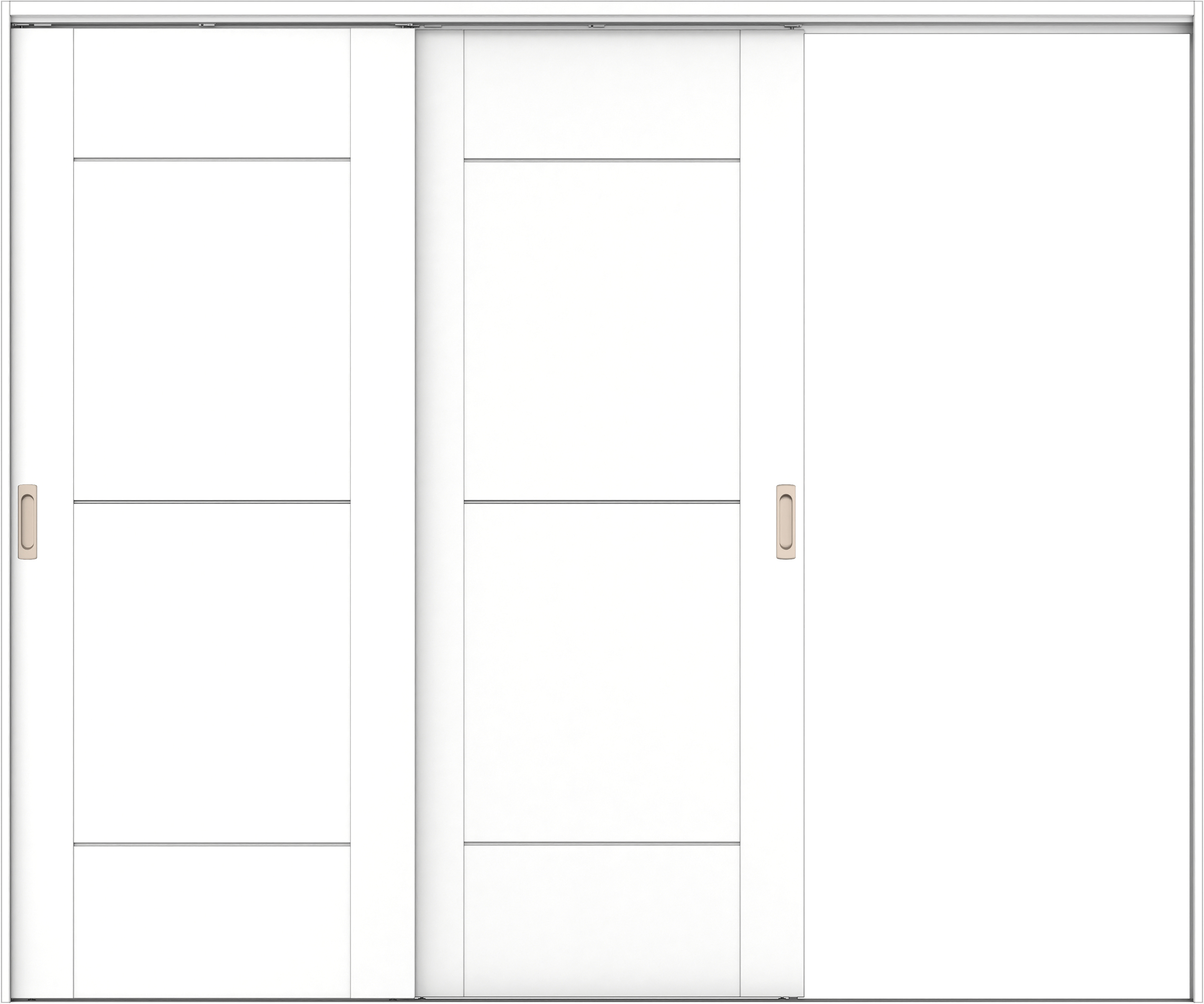 リビングドア　イエリア　吊戸・２枚片引　扉セット　Ｂ９デザイン　２４３７幅用　２０００高　〈パウダーホワイト柄〉　右引用　錠なし　ラクラクローズ付用