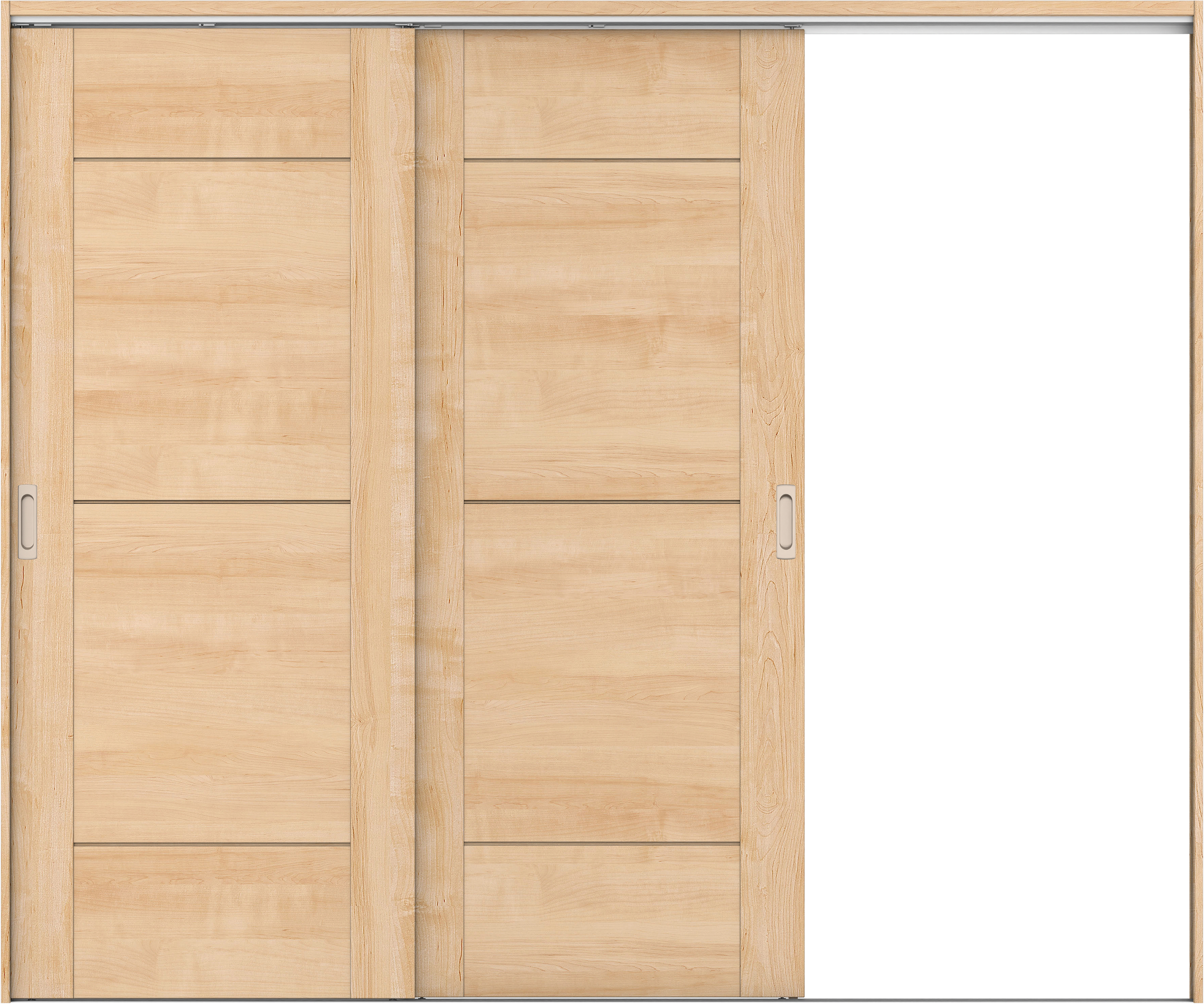 リビングドア　イエリア　吊戸・２枚片引　扉セット　Ｂ９デザイン　２４３７幅用　２０００高　〈ミルベージュ柄〉　右引用　錠なし　ラクラクローズ付用