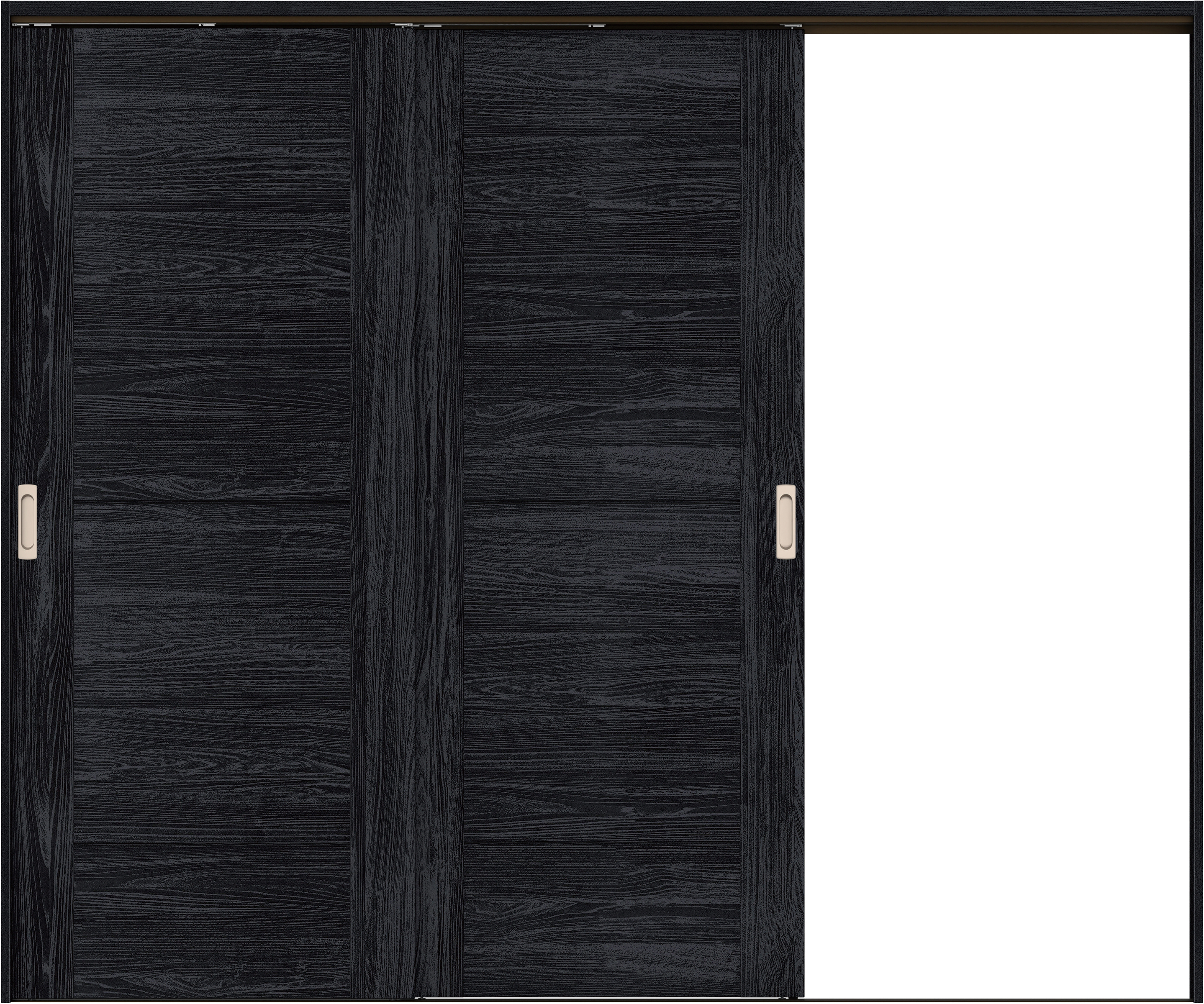 リビングドア　イエリア　吊戸・２枚片引　扉セット　Ｂ９デザイン　２４３７幅用　２０００高　〈モスブラック柄〉　右引用　錠なし　ラクラクローズ付用