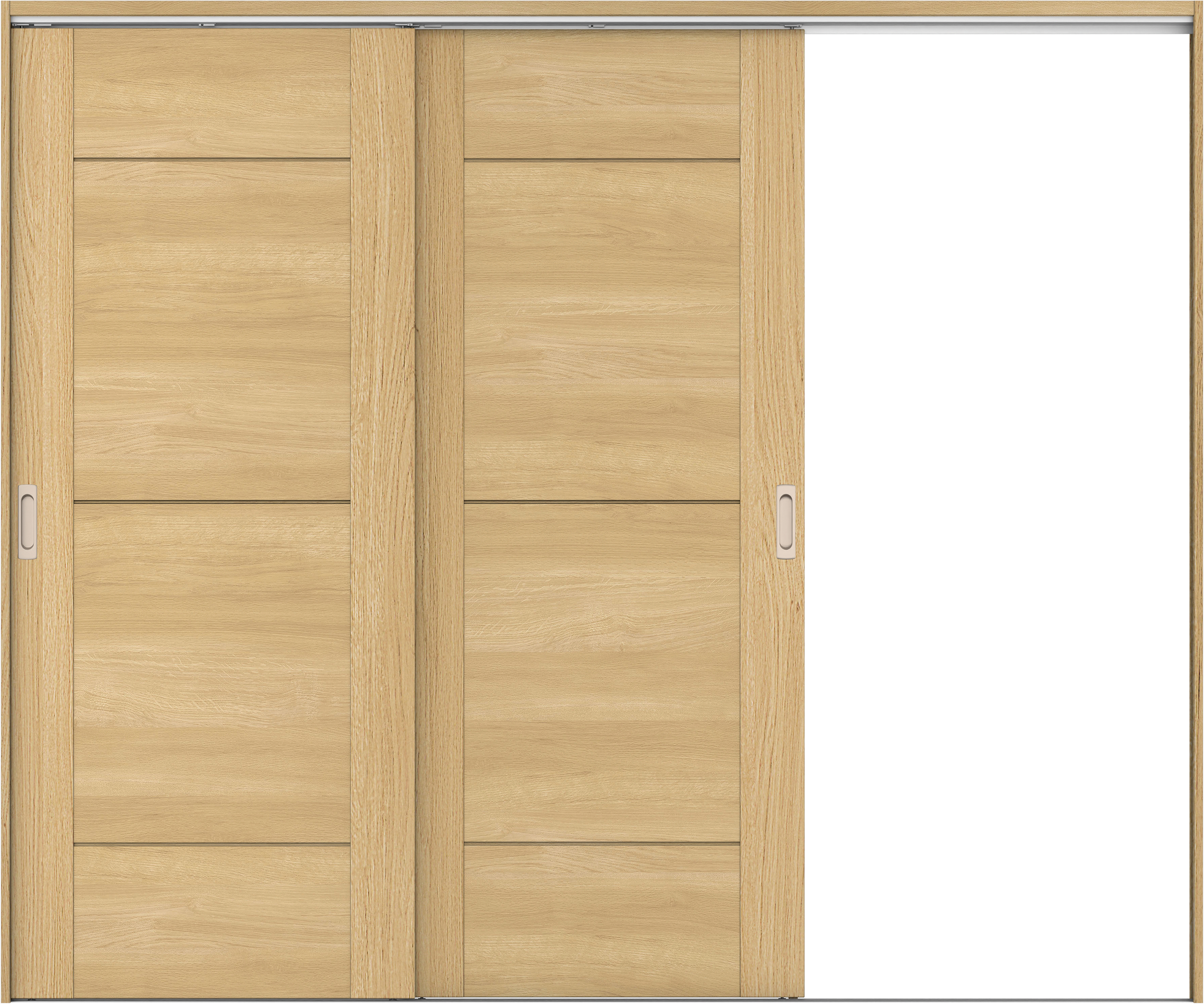 リビングドア　イエリア　吊戸・２枚片引　扉セット　Ｂ９デザイン　２４３７幅用　２０００高　〈ライトオーカー柄〉　右引用　錠なし　ラクラクローズ付用