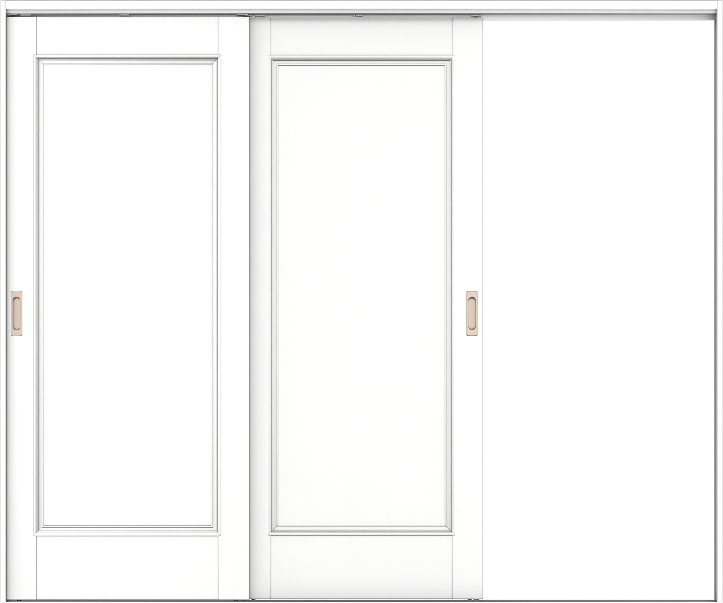 リビングドア　イエリア　吊戸・２枚片引　扉セット　Ｍ５デザイン　２４３７幅用　２０００高　〈パウダーホワイト柄〉　右引用　錠なし　ラクラクローズ付用