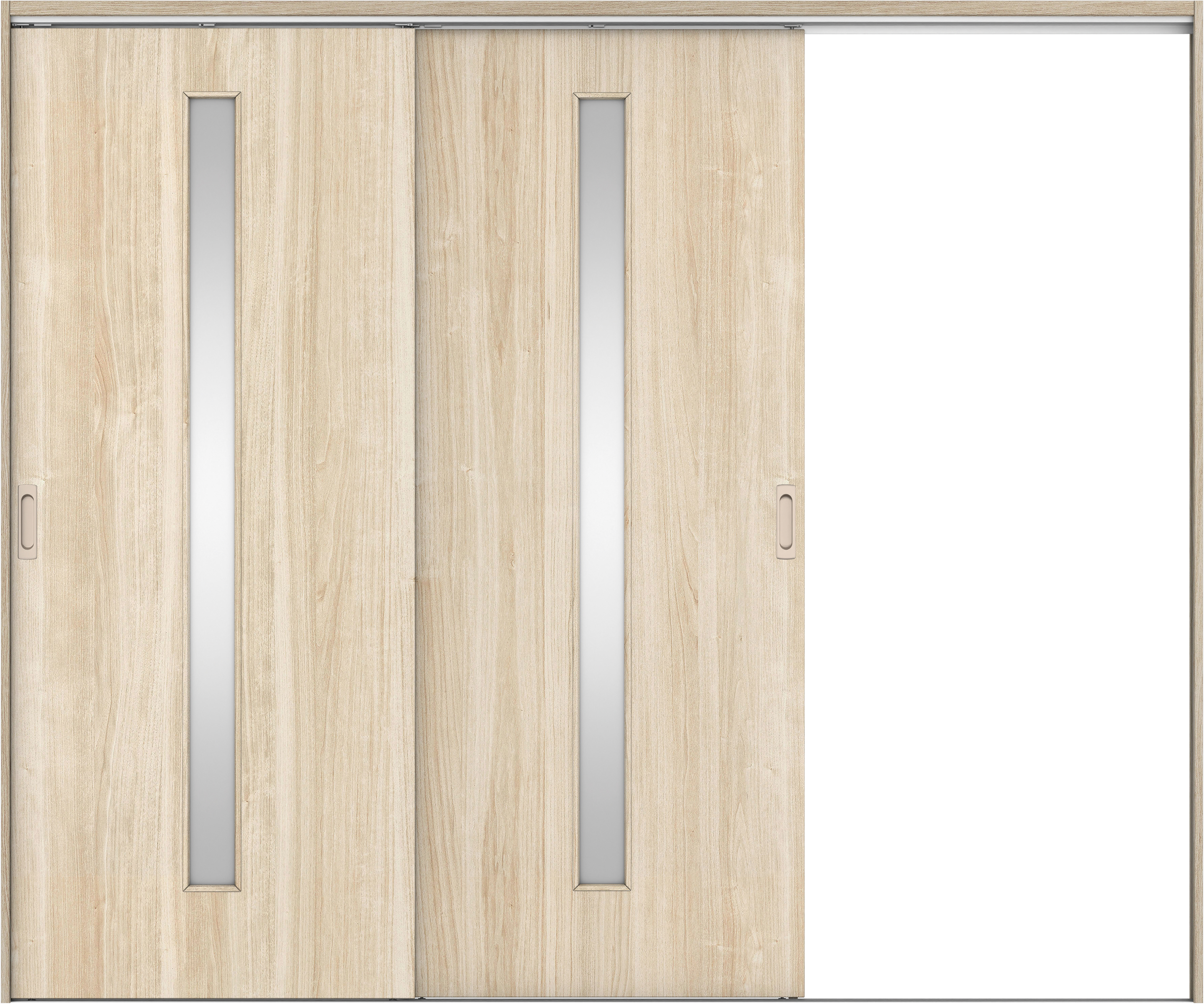 リビングドア　イエリア　吊戸・２枚片引　扉セット　Ｃ４デザイン　２４３７幅用　２０００高　〈コットンベージュ柄〉　右引用　錠なし　ラクラクローズ付用