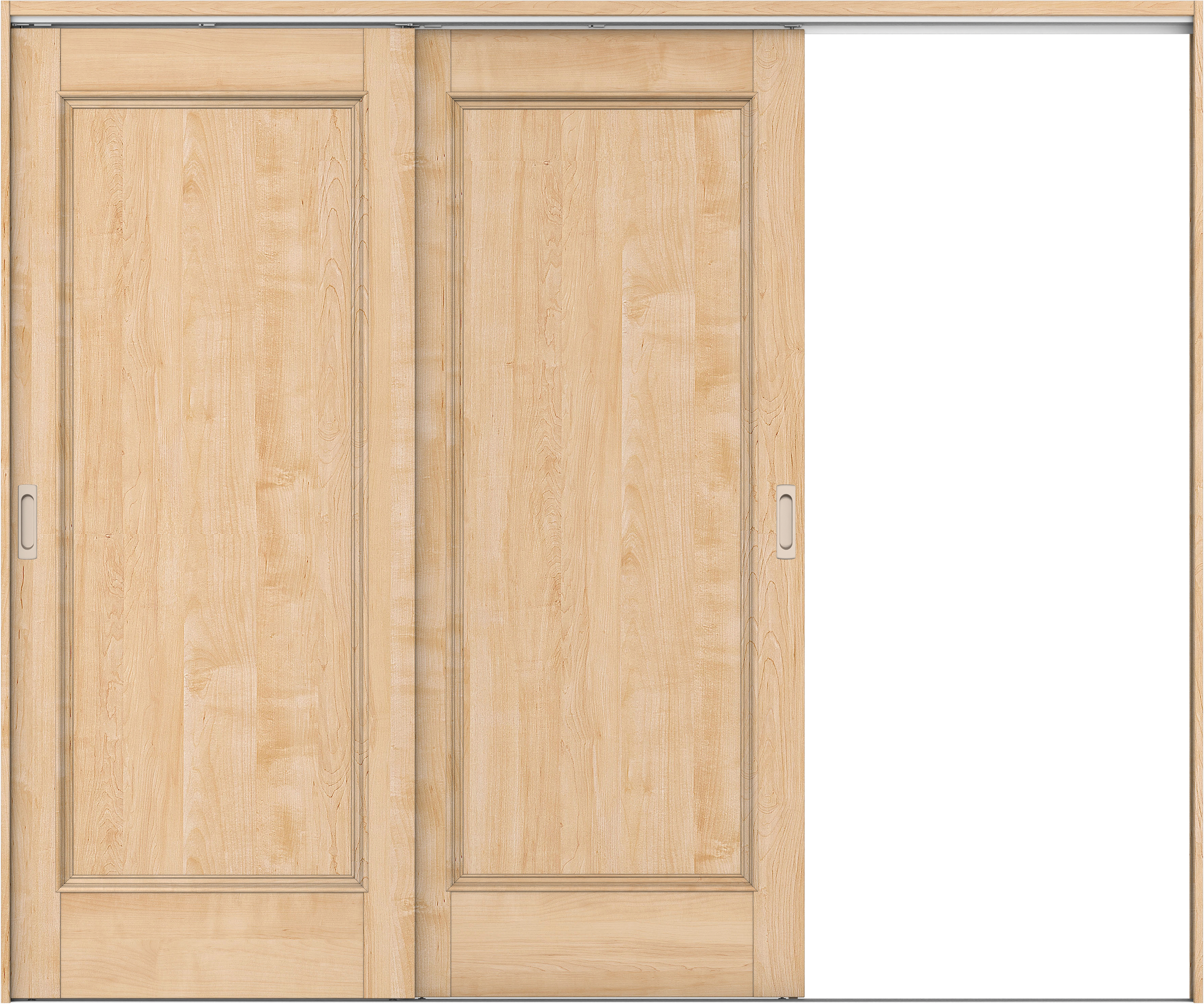 リビングドア　イエリア　吊戸・２枚片引　扉セット　Ｍ５デザイン　２４３７幅用　２０００高　〈ミルベージュ柄〉　右引用　錠なし　ラクラクローズ付用