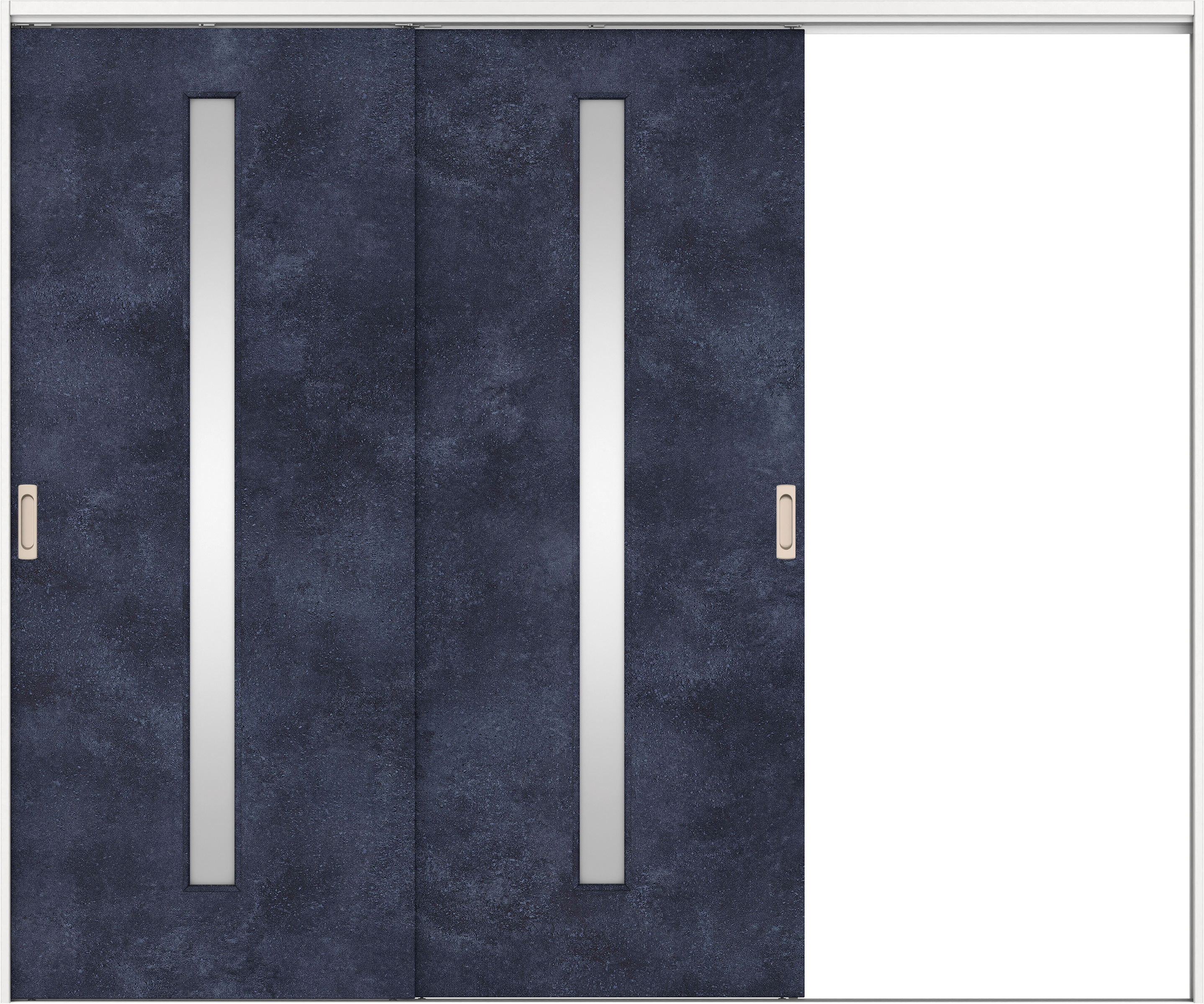 リビングドア　イエリア　吊戸・２枚片引　扉セット　Ｃ４デザイン　２４３７幅用　２０００高　〈コバルトブルー柄〉　右引用　錠なし　ラクラクローズ付用