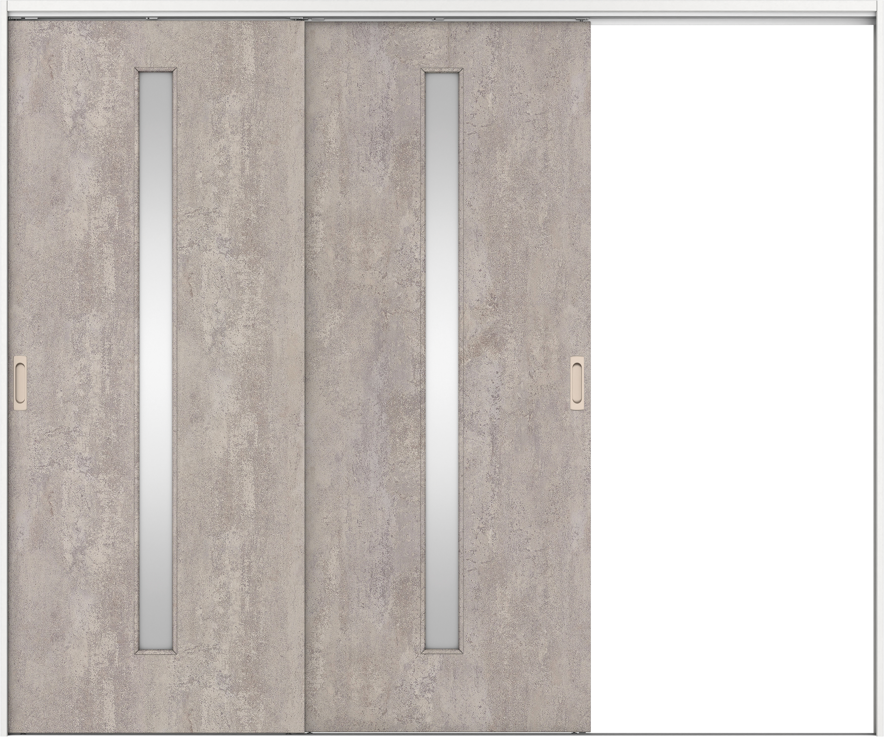 リビングドア　イエリア　吊戸・２枚片引　扉セット　Ｃ４デザイン　２４３７幅用　２０００高　〈コンクリートグレー柄〉　右引用　錠なし　ラクラクローズ付用