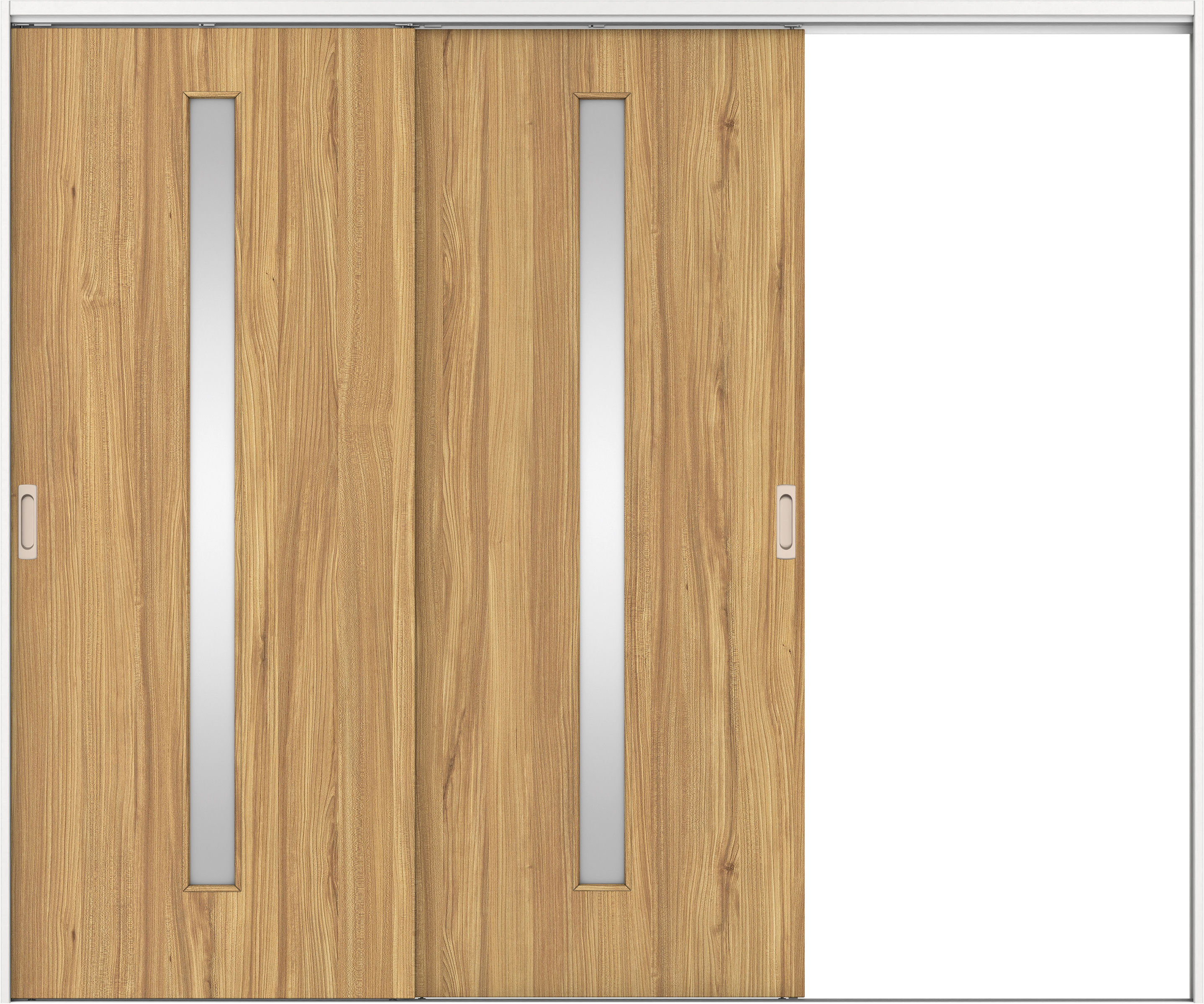 リビングドア　イエリア　吊戸・２枚片引　扉セット　Ｃ４デザイン　２４３７幅用　２０００高　〈シナモンブラウン柄〉　右引用　錠なし　ラクラクローズ付用