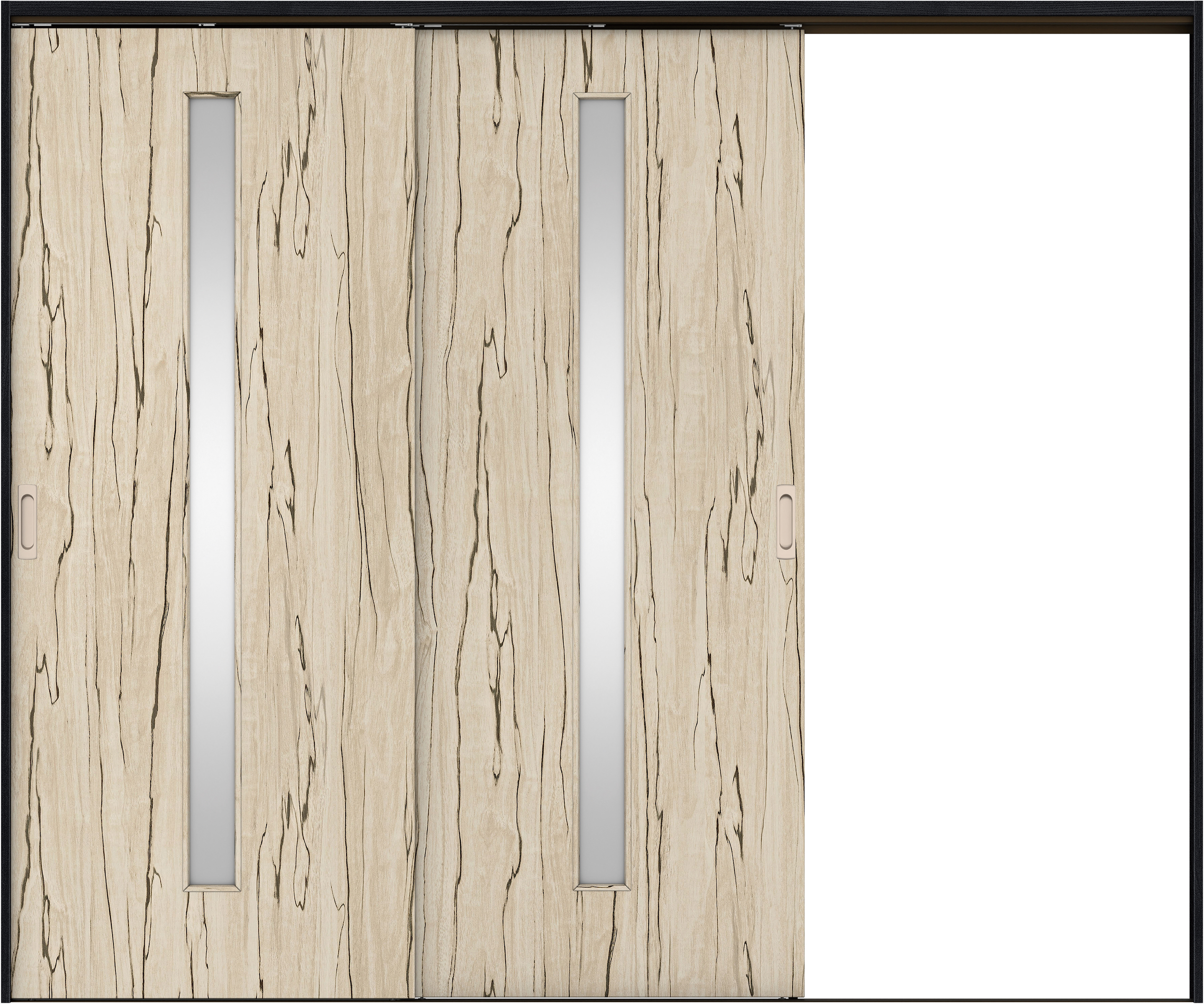 リビングドア　イエリア　吊戸・２枚片引　扉セット　Ｃ４デザイン　２４３７幅用　２０００高　〈スロウベージュ柄〉　右引用　錠なし　ラクラクローズ付用