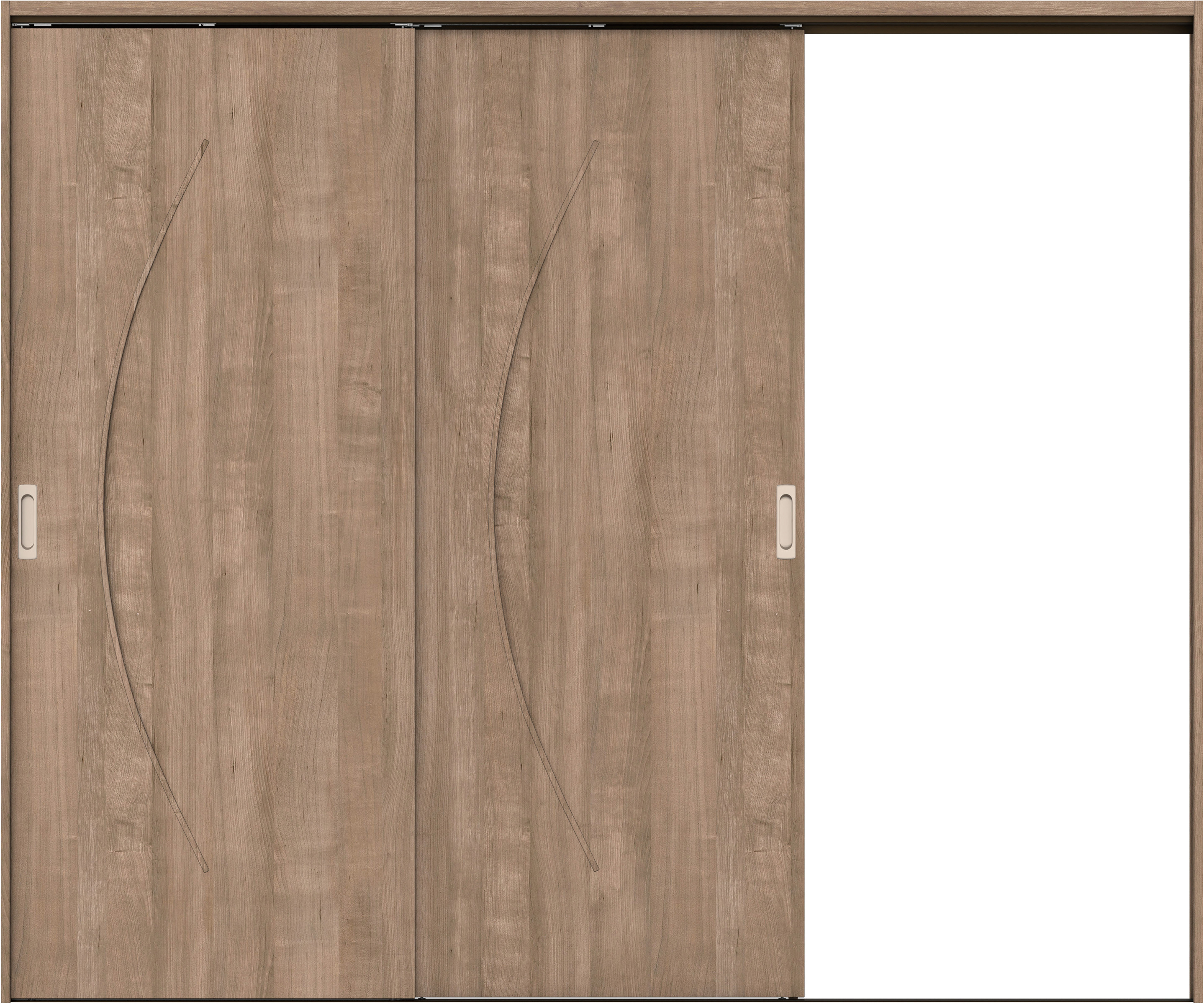 リビングドア　イエリア　吊戸・２枚片引　扉セット　Ｓ７デザイン　２４３７幅用　２０００高　〈トープグレー柄〉　右引用　錠なし　ラクラクローズ付用