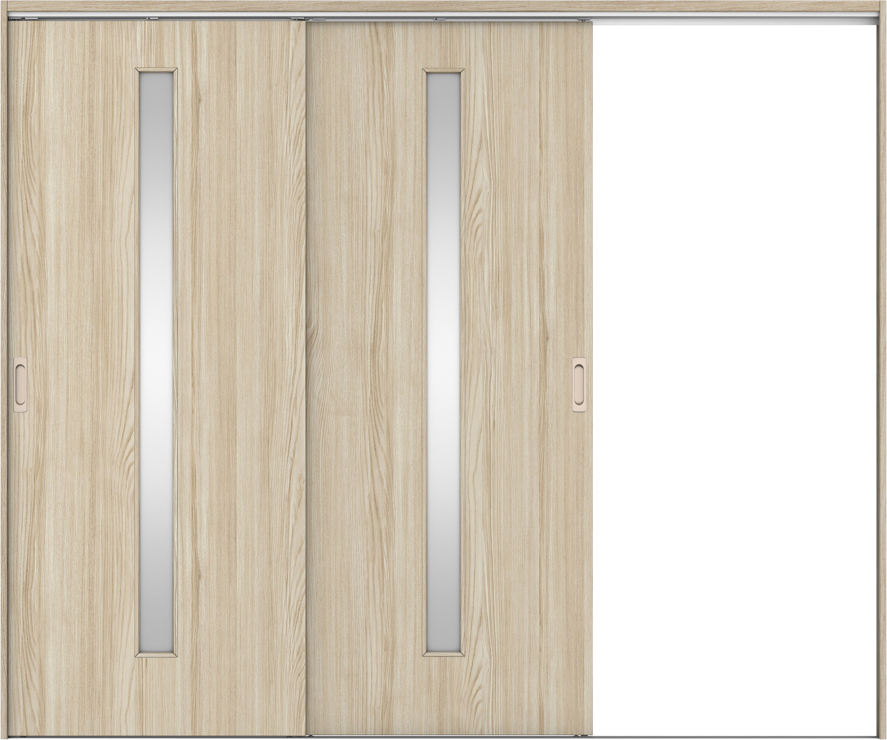 リビングドア　イエリア　吊戸・２枚片引　扉セット　Ｃ４デザイン　２４３７幅用　２０００高　〈ソフトグレージュ柄〉　右引用　錠なし　ラクラクローズ付用