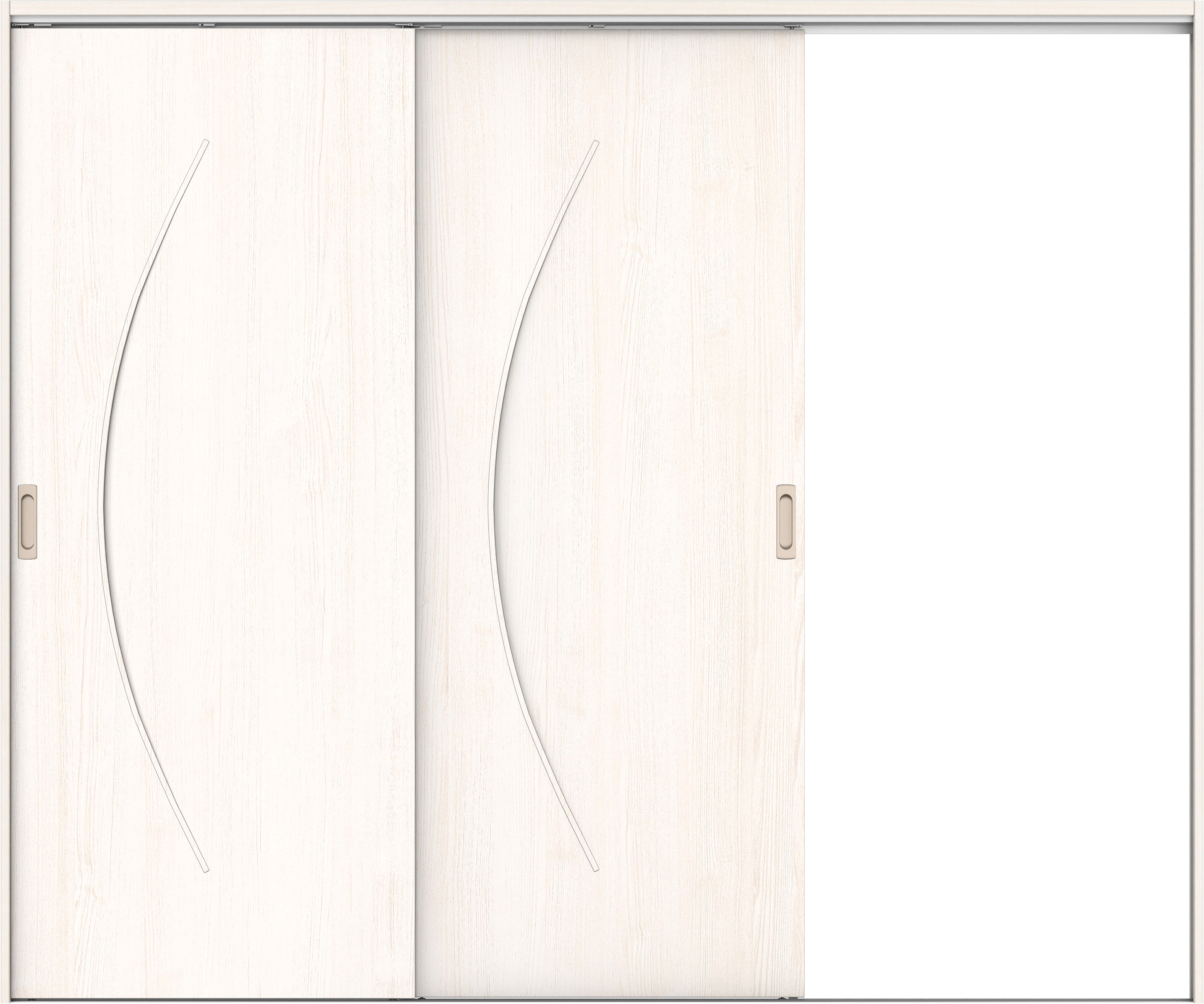 リビングドア　イエリア　吊戸・２枚片引　扉セット　Ｓ７デザイン　２４３７幅用　２０００高　〈ネオホワイト柄〉　右引用　錠なし　ラクラクローズ付用