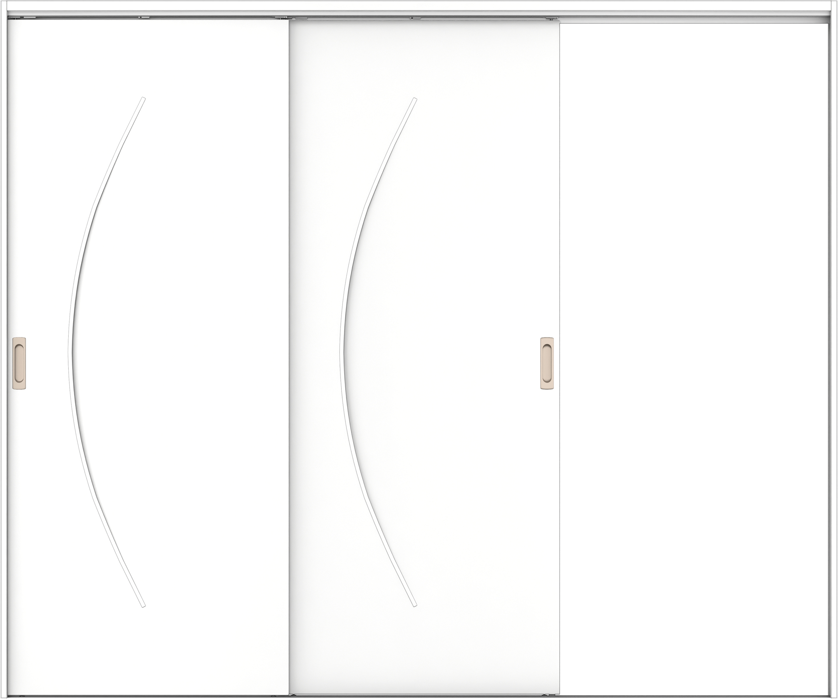 リビングドア　イエリア　吊戸・２枚片引　扉セット　Ｓ７デザイン　２４３７幅用　２０００高　〈パウダーホワイト柄〉　右引用　錠なし　ラクラクローズ付用