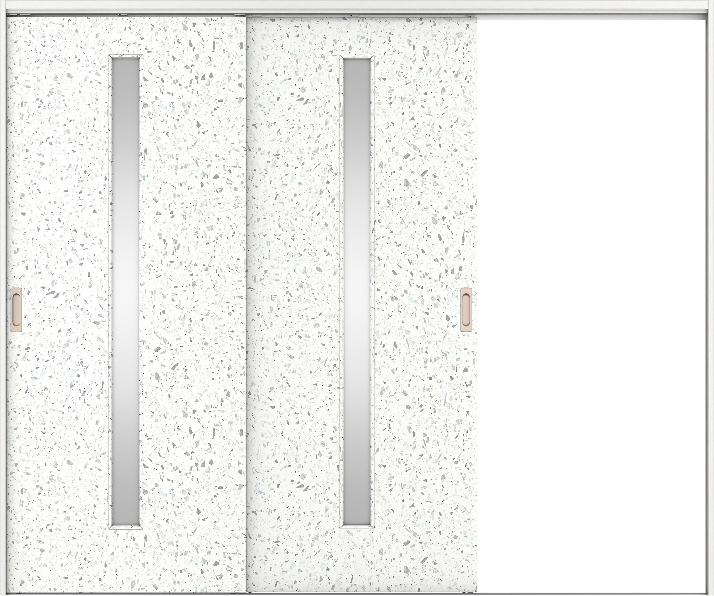 リビングドア　イエリア　吊戸・２枚片引　扉セット　Ｃ４デザイン　２４３７幅用　２０００高　〈テラゾホワイト柄〉　右引用　錠なし　ラクラクローズ付用