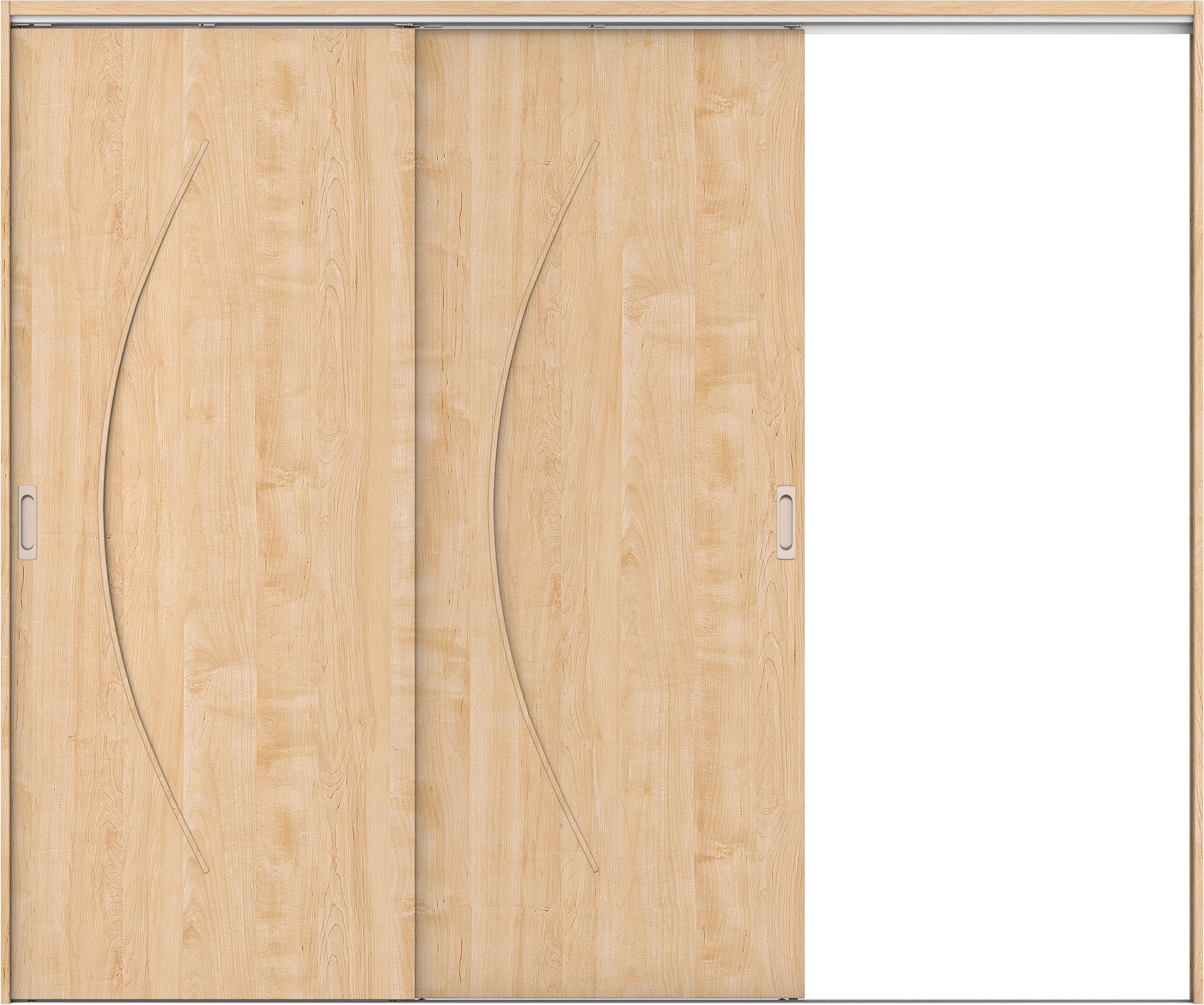 リビングドア　イエリア　吊戸・２枚片引　扉セット　Ｓ７デザイン　２４３７幅用　２０００高　〈ミルベージュ柄〉　右引用　錠なし　ラクラクローズ付用