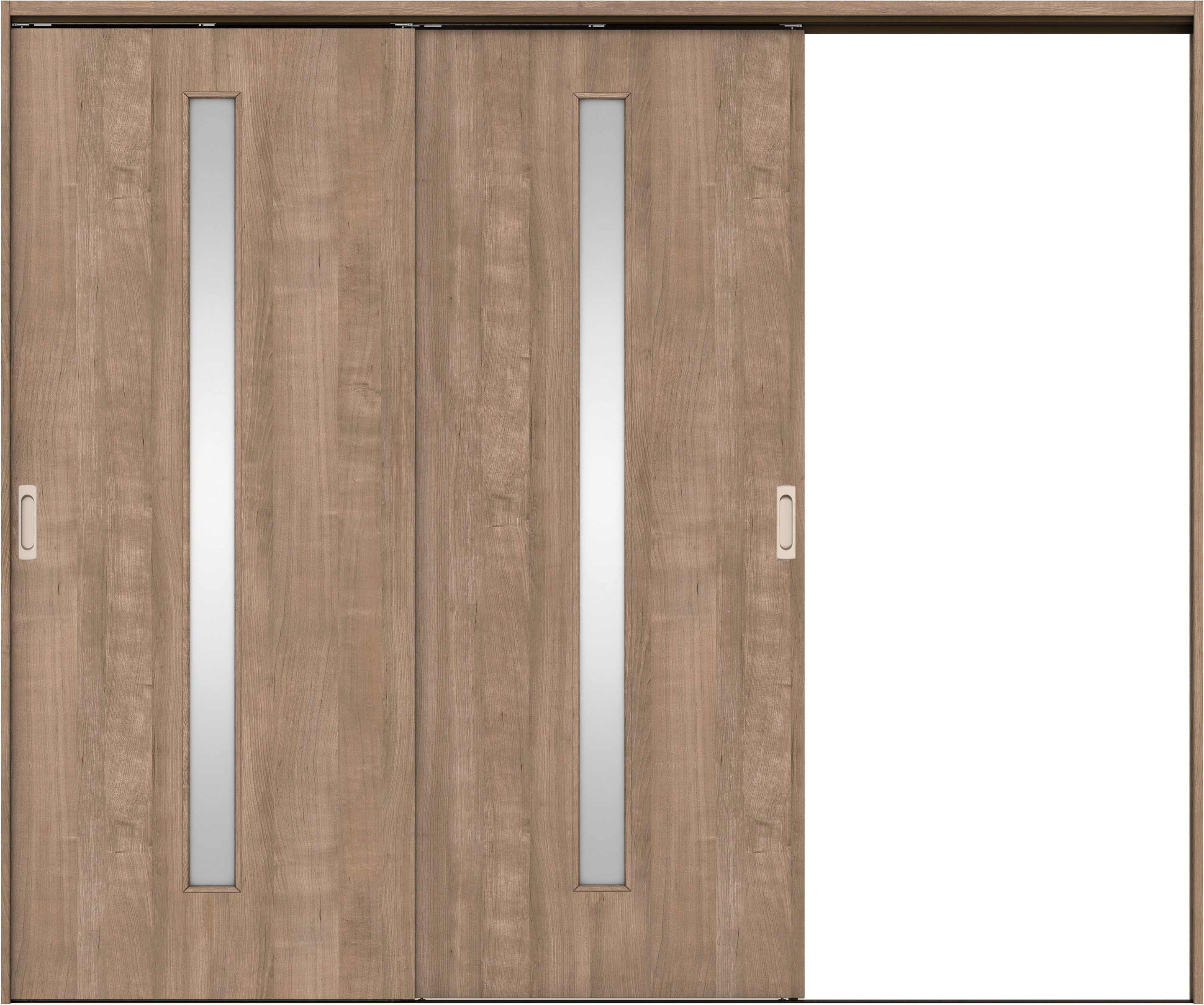 リビングドア　イエリア　吊戸・２枚片引　扉セット　Ｃ４デザイン　２４３７幅用　２０００高　〈トープグレー柄〉　右引用　錠なし　ラクラクローズ付用