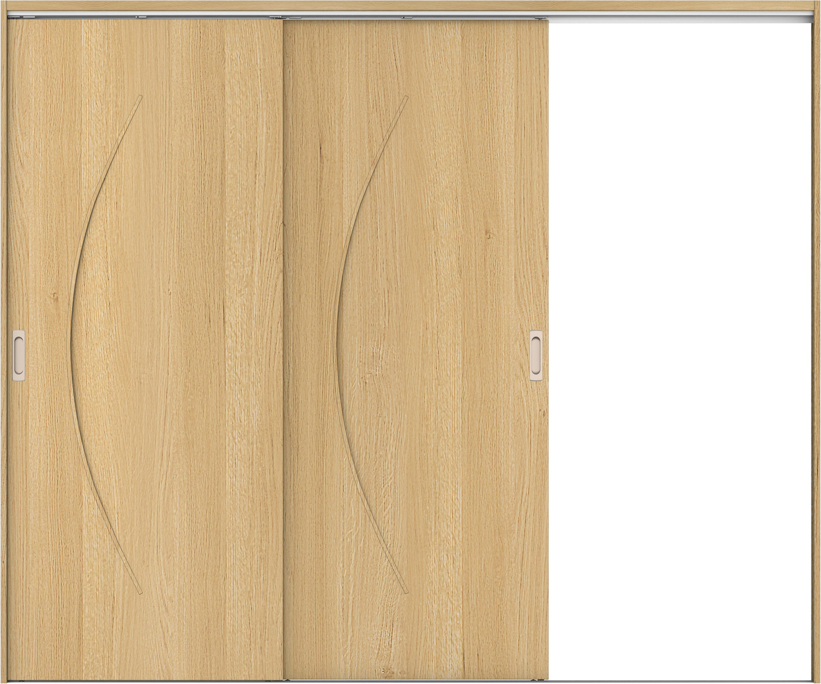 リビングドア　イエリア　吊戸・２枚片引　扉セット　Ｓ７デザイン　２４３７幅用　２０００高　〈ライトオーカー柄〉　右引用　錠なし　ラクラクローズ付用