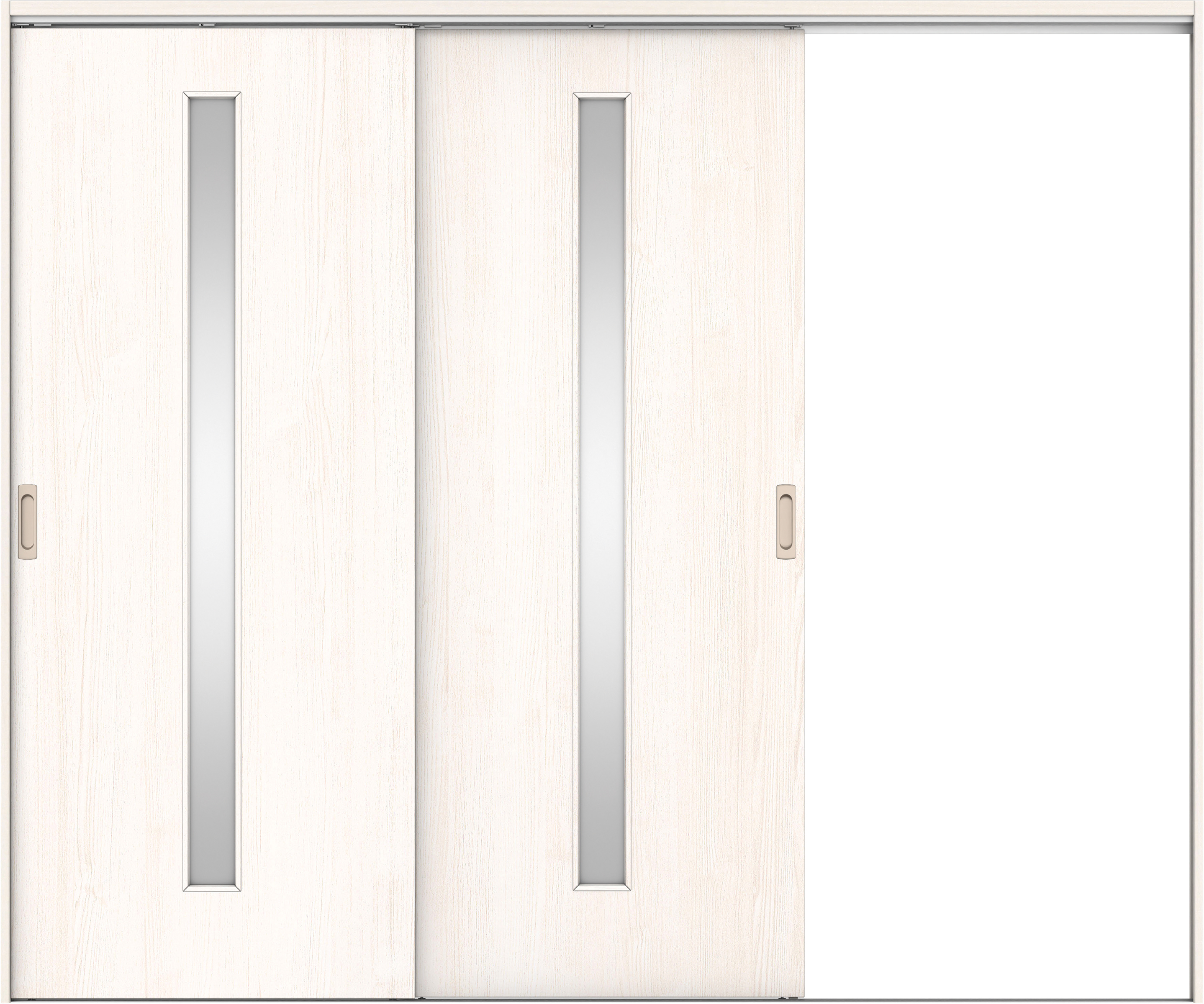 リビングドア　イエリア　吊戸・２枚片引　扉セット　Ｃ４デザイン　２４３７幅用　２０００高　〈ネオホワイト柄〉　右引用　錠なし　ラクラクローズ付用