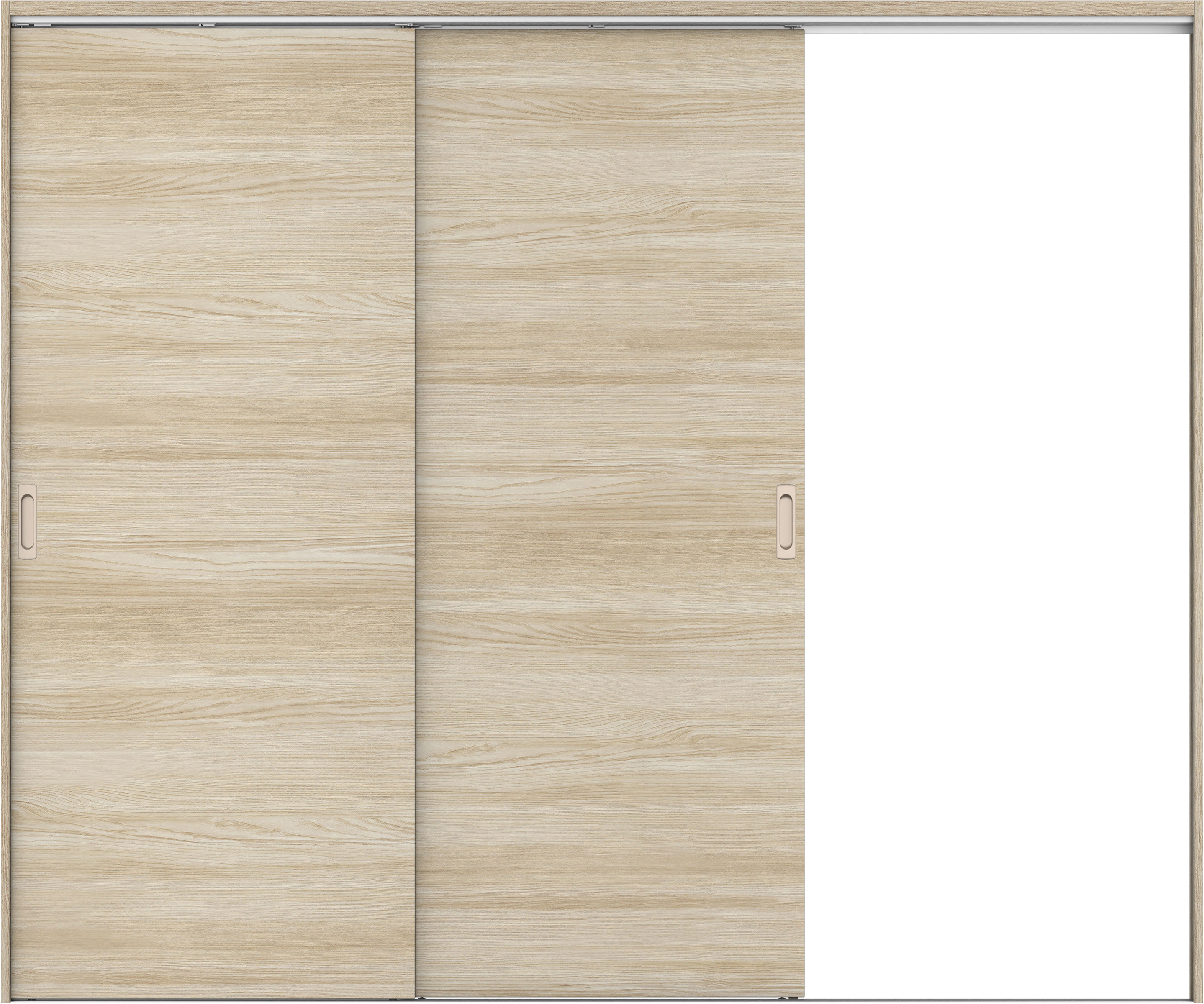 リビングドア　イエリア　吊戸・２枚片引　扉セット　Ｕ０デザイン　２４３７幅用　２０００高　〈ソフトグレージュ柄〉　右引用　錠なし　ラクラクローズ付用