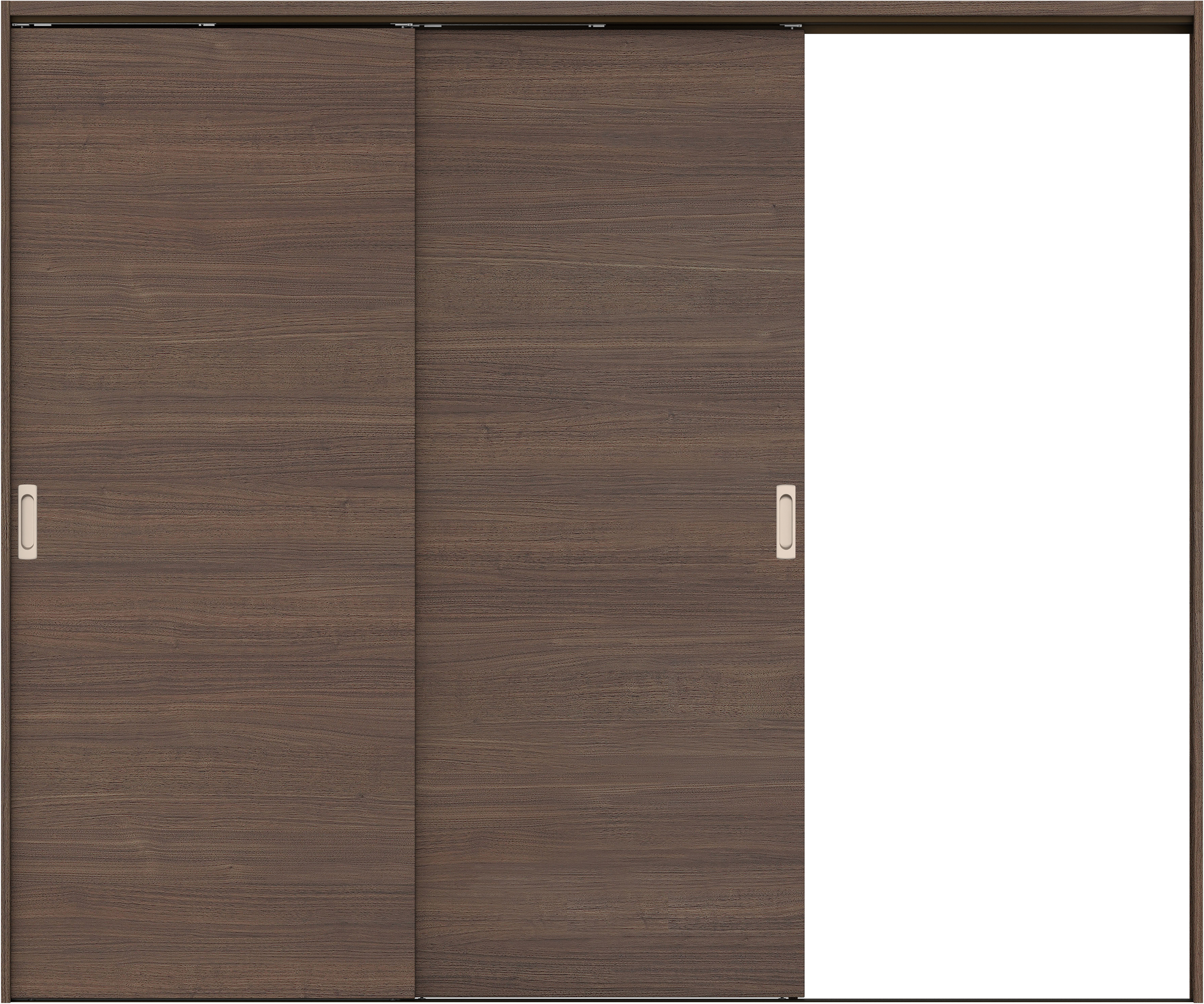 リビングドア　イエリア　吊戸・２枚片引　扉セット　Ｕ０デザイン　２４３７幅用　２０００高　〈ダルブラウン柄〉　右引用　錠なし　ラクラクローズ付用