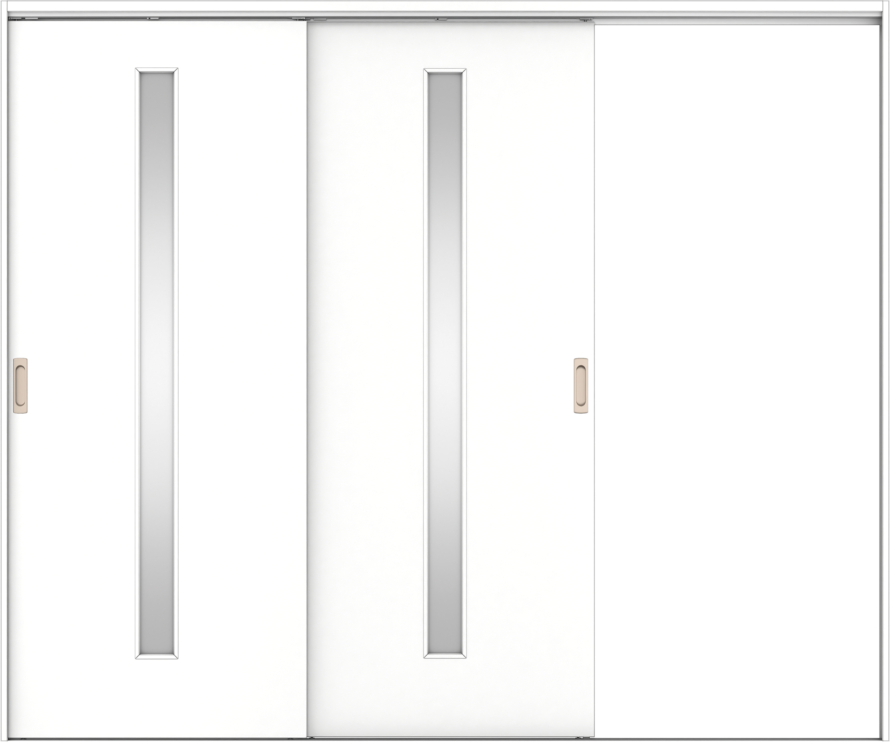 リビングドア　イエリア　吊戸・２枚片引　扉セット　Ｃ４デザイン　２４３７幅用　２０００高　〈パウダーホワイト柄〉　右引用　錠なし　ラクラクローズ付用