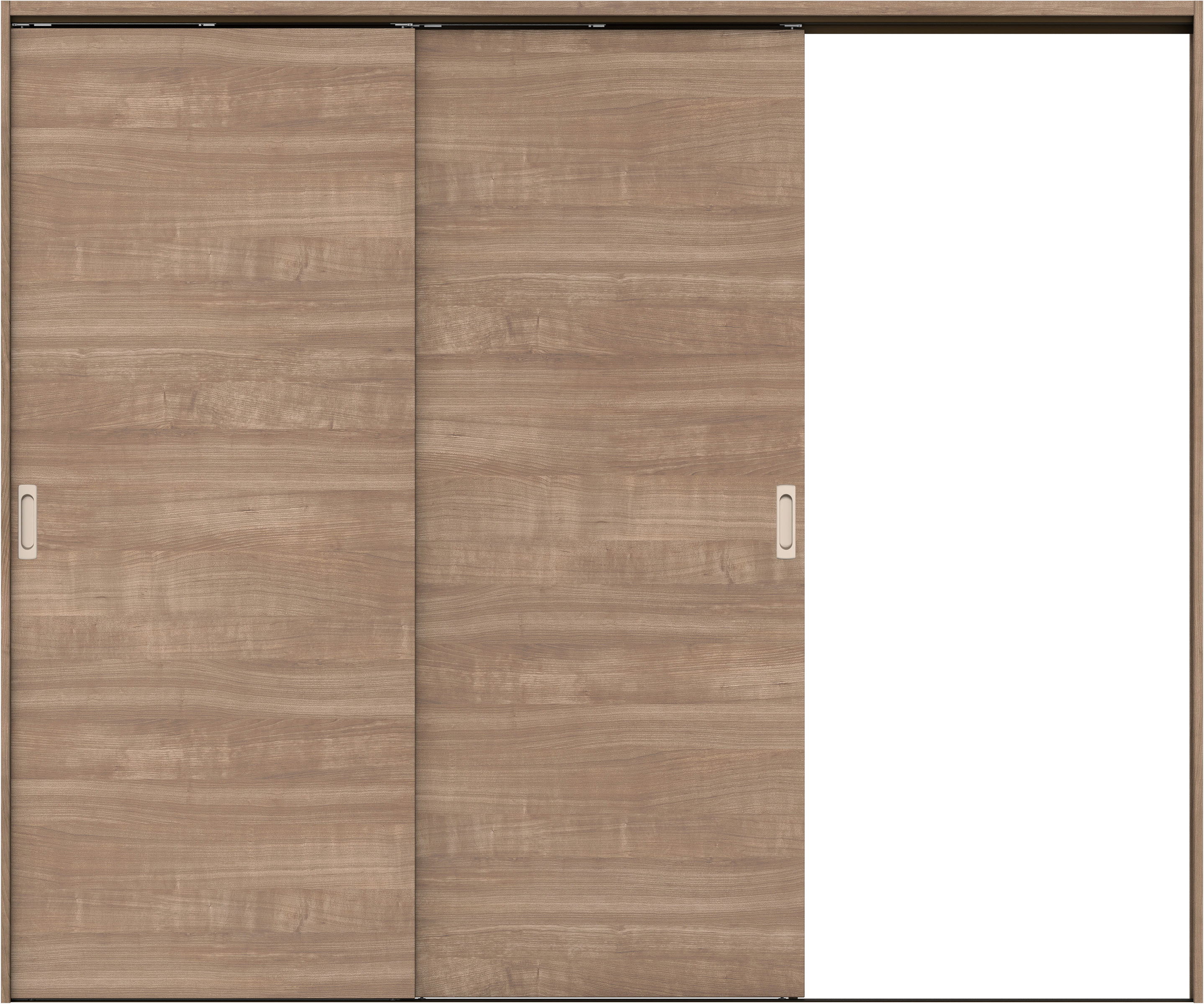 リビングドア　イエリア　吊戸・２枚片引　扉セット　Ｕ０デザイン　２４３７幅用　２０００高　〈トープグレー柄〉　右引用　錠なし　ラクラクローズ付用