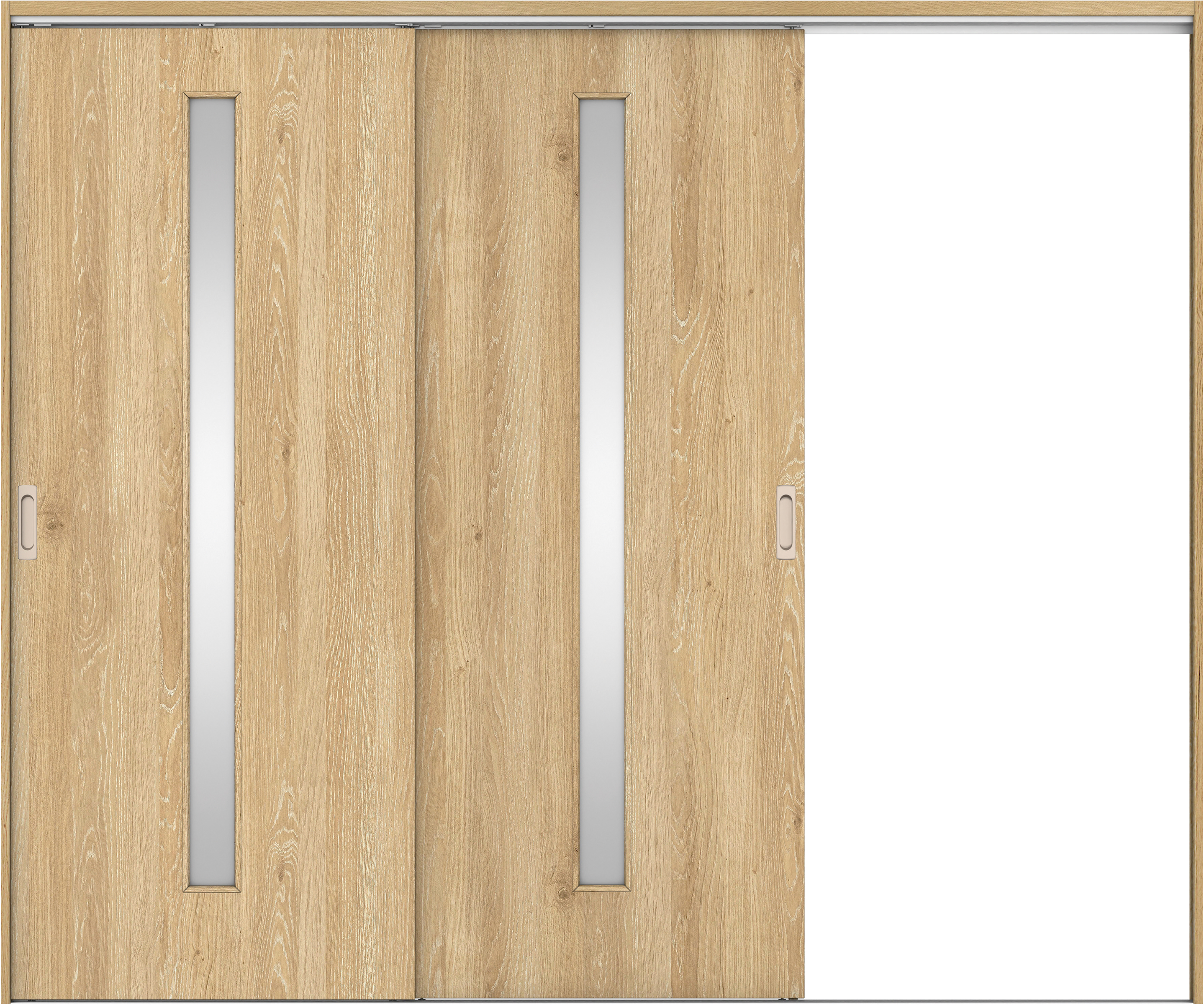 リビングドア　イエリア　吊戸・２枚片引　扉セット　Ｃ４デザイン　２４３７幅用　２０００高　〈ミルキーオーカー柄〉　右引用　錠なし　ラクラクローズ付用